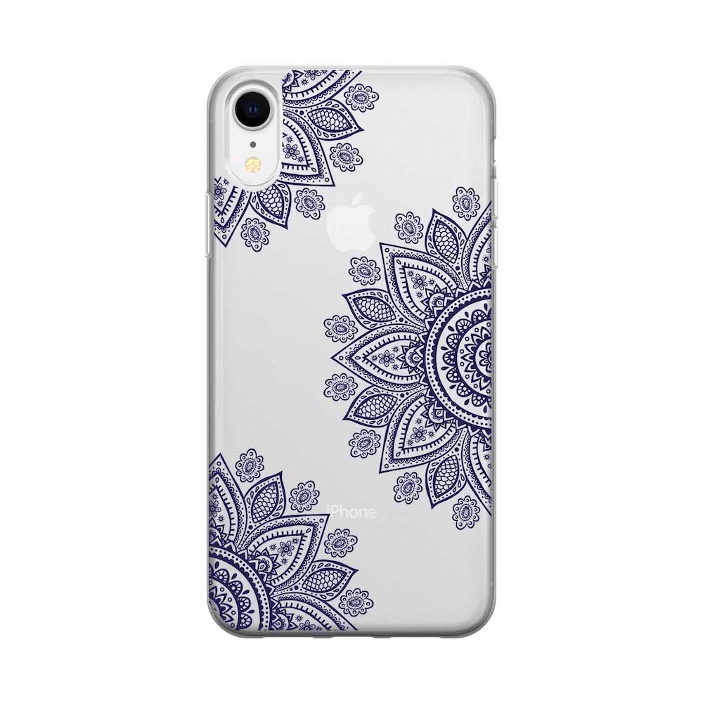 Image of Apfelkiste - iPhone Xr Gummi Schutzhülle Mandala Design - Transparent / Blau bei Apfelkiste.ch