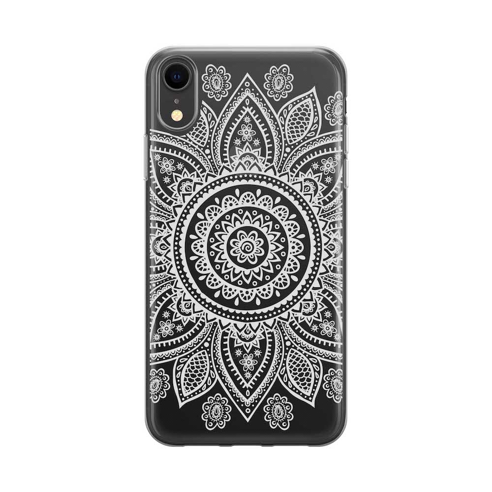 Image of Apfelkiste - iPhone Xr Gummi Schutzhülle Mandala Style - Transparent / Weiss bei Apfelkiste.ch