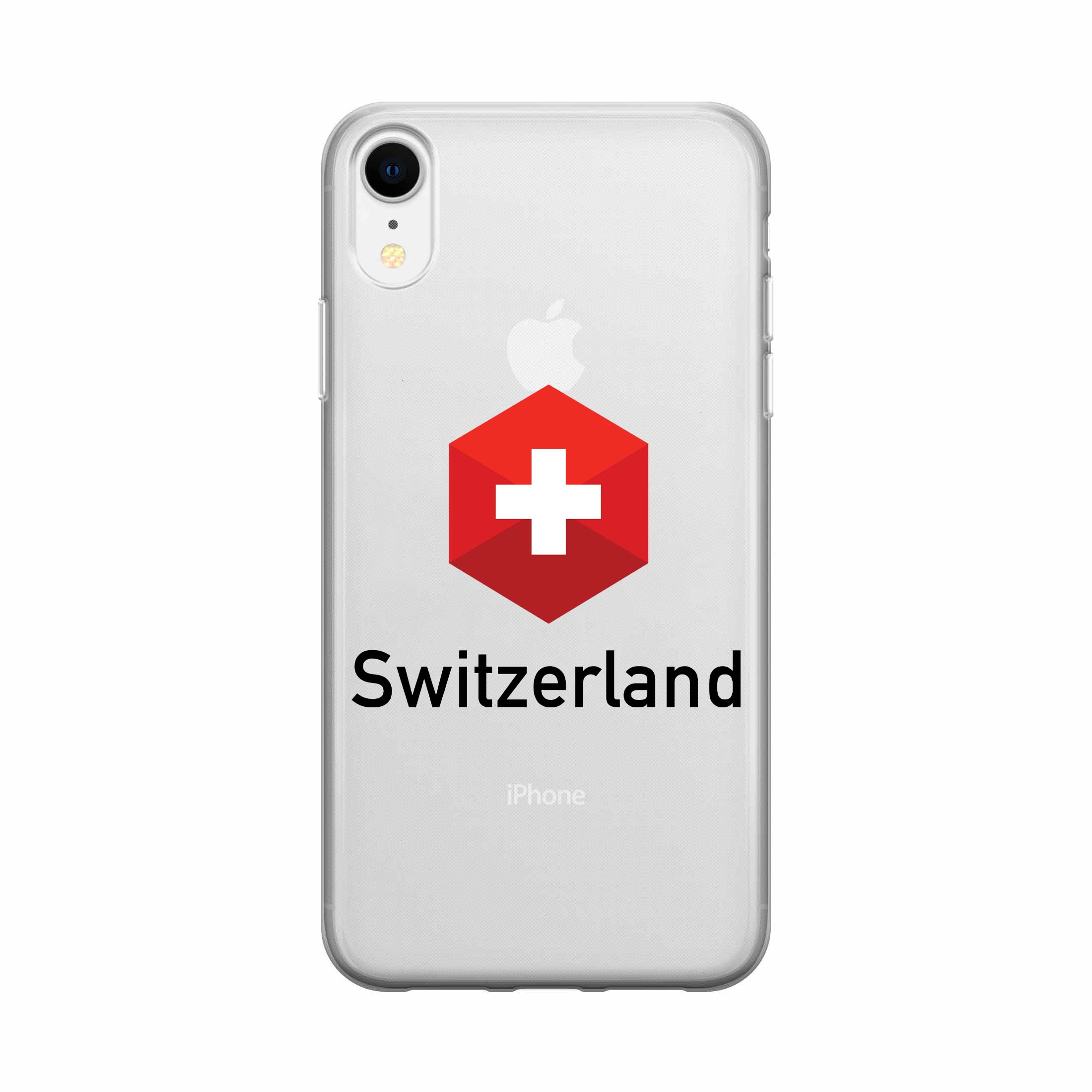 Image of Apfelkiste - iPhone Xr Gummi Schutzhülle Schweizer Kreuz Sechseck - Transparent / Rot bei Apfelkiste.ch