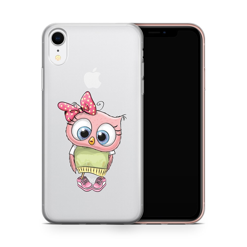 Image of Apfelkiste - iPhone Xr Gummi Schutzhülle Süsse Eule - Rosa / Transparent bei Apfelkiste.ch