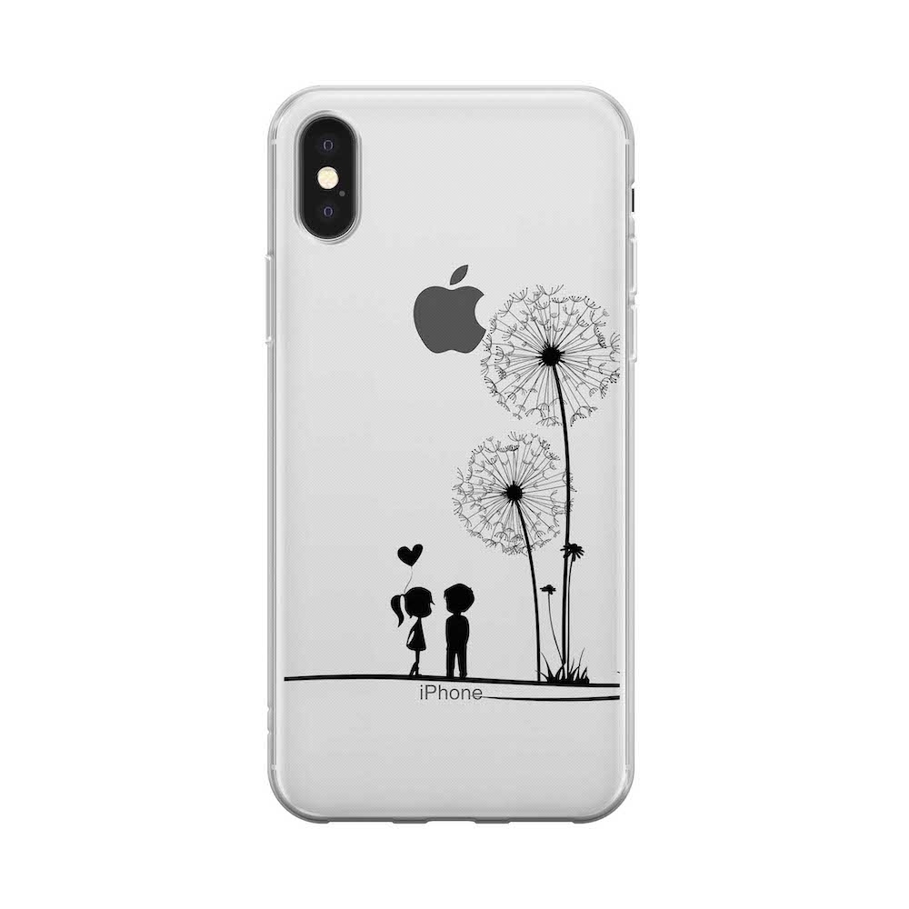 Image of Apfelkiste - iPhone Xs / X Gummi Schutzhülle Love Pusteblume - Transparent bei Apfelkiste.ch