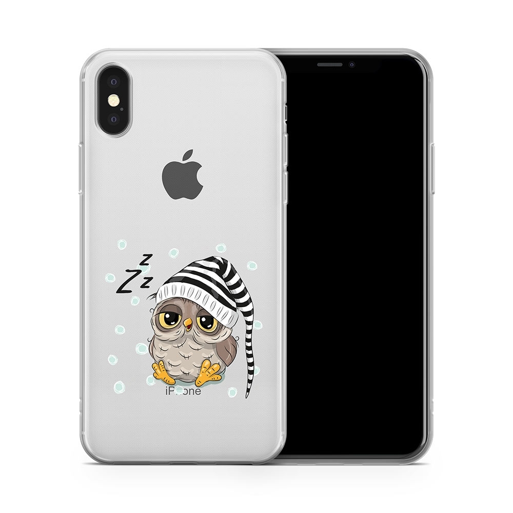 iPhone Xs / X Gummi Schutzhülle Schlafmützen Eule - Transparent