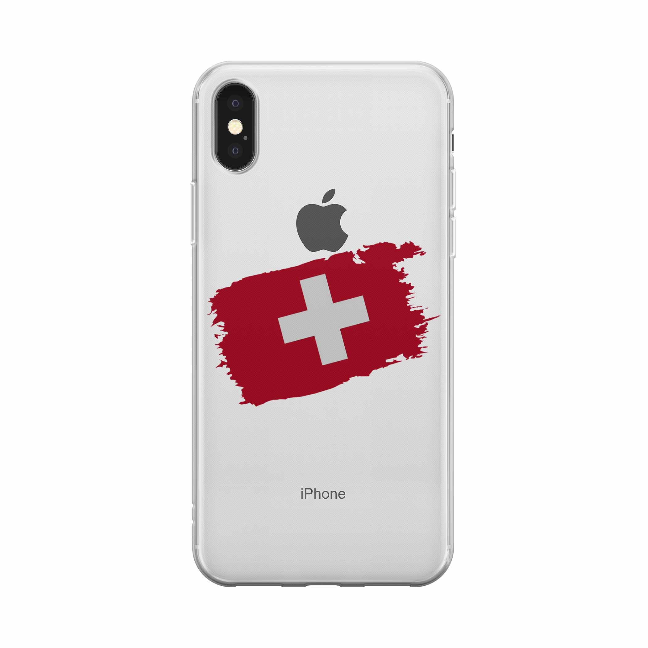 Image of Apfelkiste - iPhone Xs / X Gummi Schutzhülle Schweiz Fussball EM 2021 (Euro 2020) - Transparent bei Apfelkiste.ch