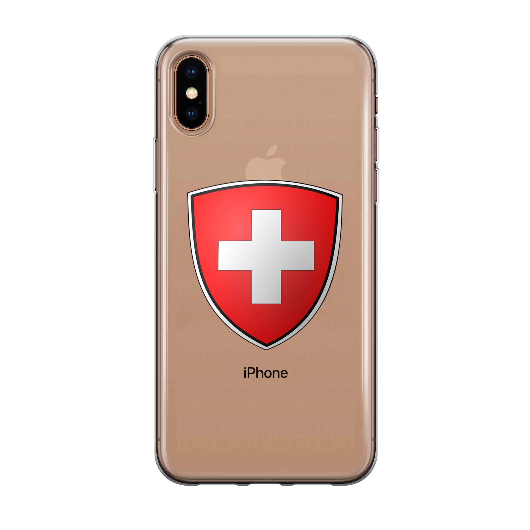 Image of Apfelkiste - iPhone Xs / X Gummi Schutzhülle Schweizer Kreuz Design 2 - Transparent / Rot bei Apfelkiste.ch