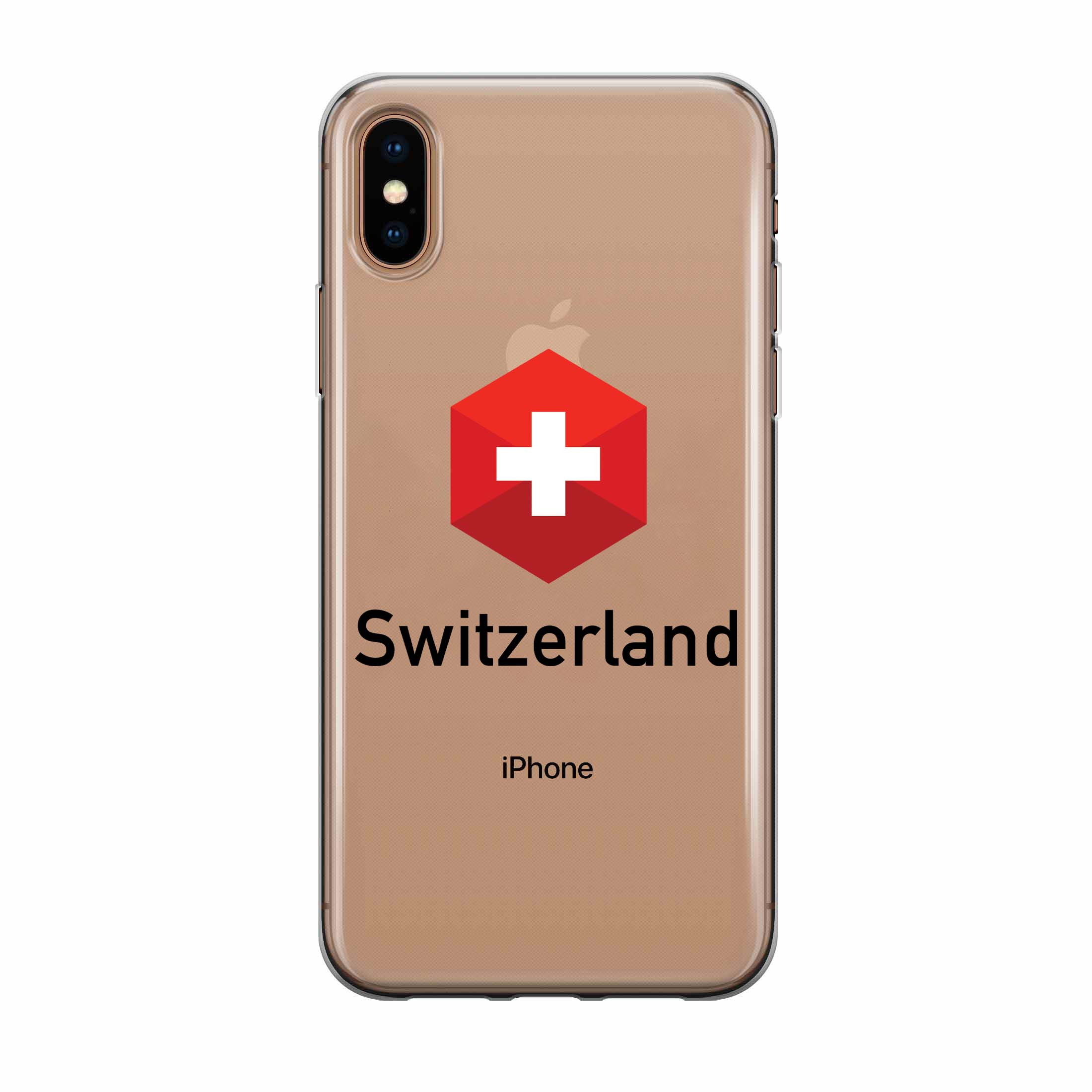 Image of Apfelkiste - iPhone Xs / X Gummi Schutzhülle Schweizer Kreuz Sechseck - Transparent / Rot bei Apfelkiste.ch