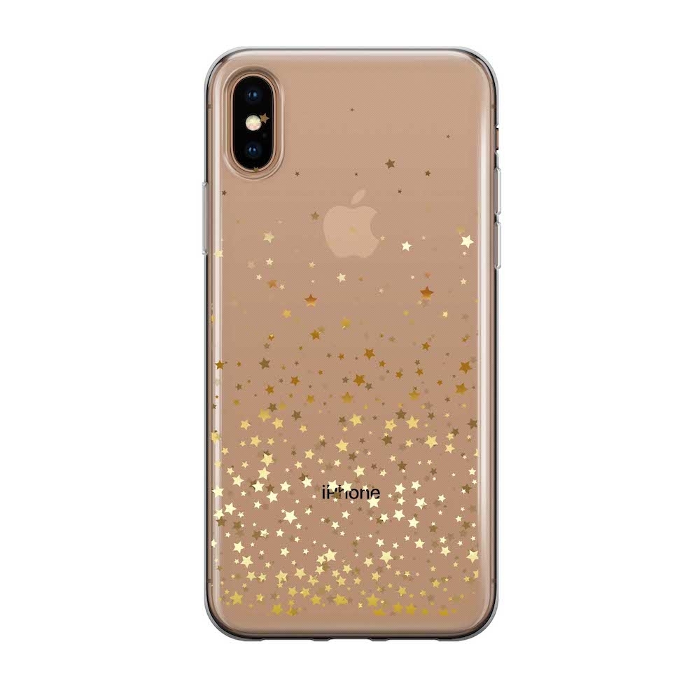 Image of Apfelkiste - iPhone Xs Max Gummi Schutzhülle Sterne - Transparent / Gold bei Apfelkiste.ch