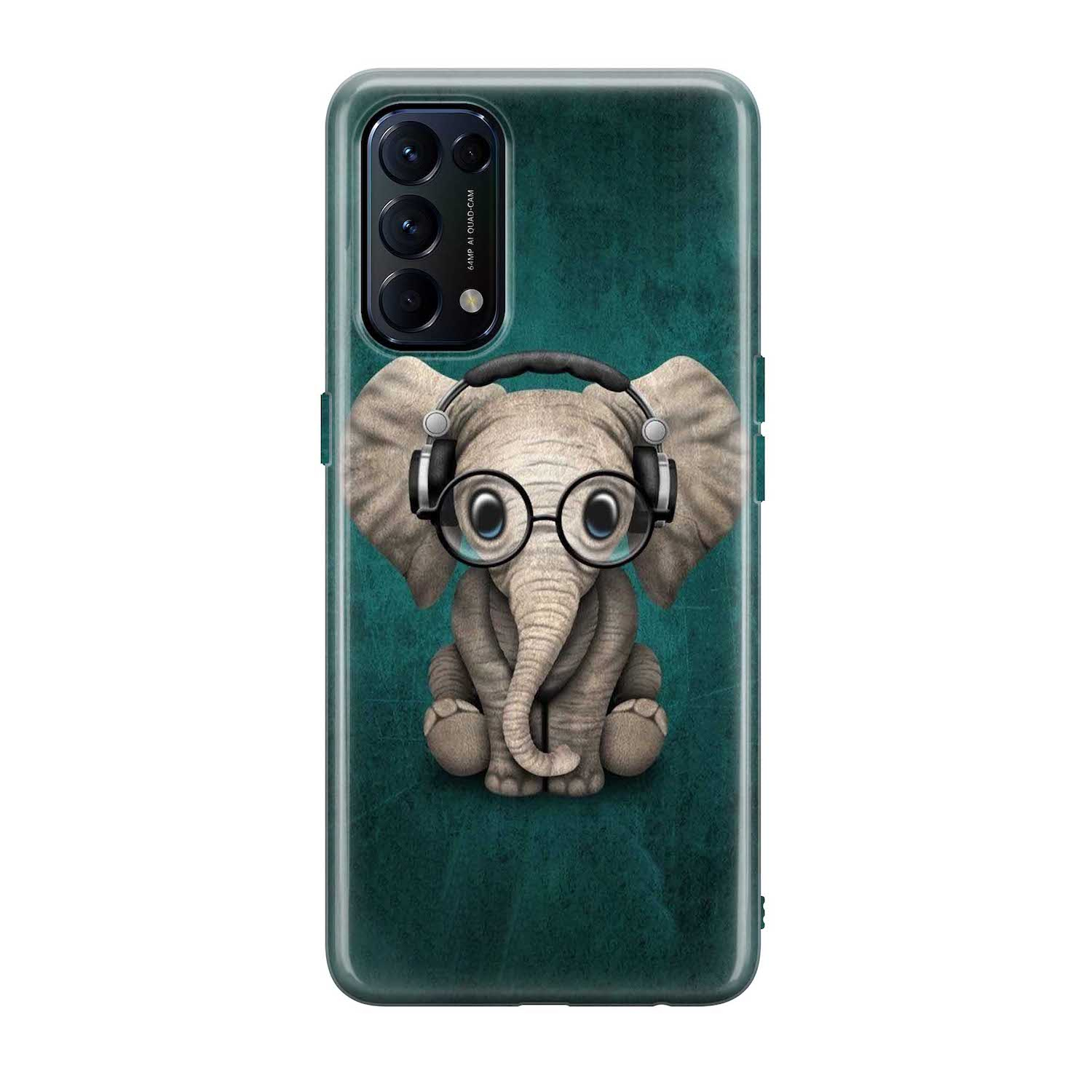 Image of Apfelkiste - Oppo Find X3 Lite Gummi Schutzhülle Cooler Elefant - Grün / Grau bei Apfelkiste.ch