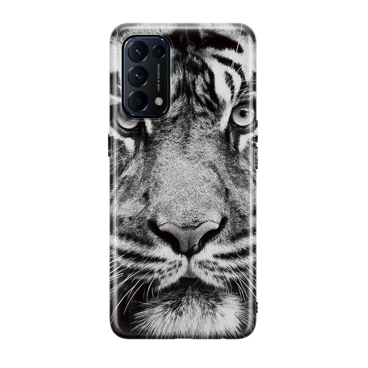Image of Apfelkiste - Oppo Find X3 Lite Gummi Schutzhülle Weisser Tiger - Transparent bei Apfelkiste.ch