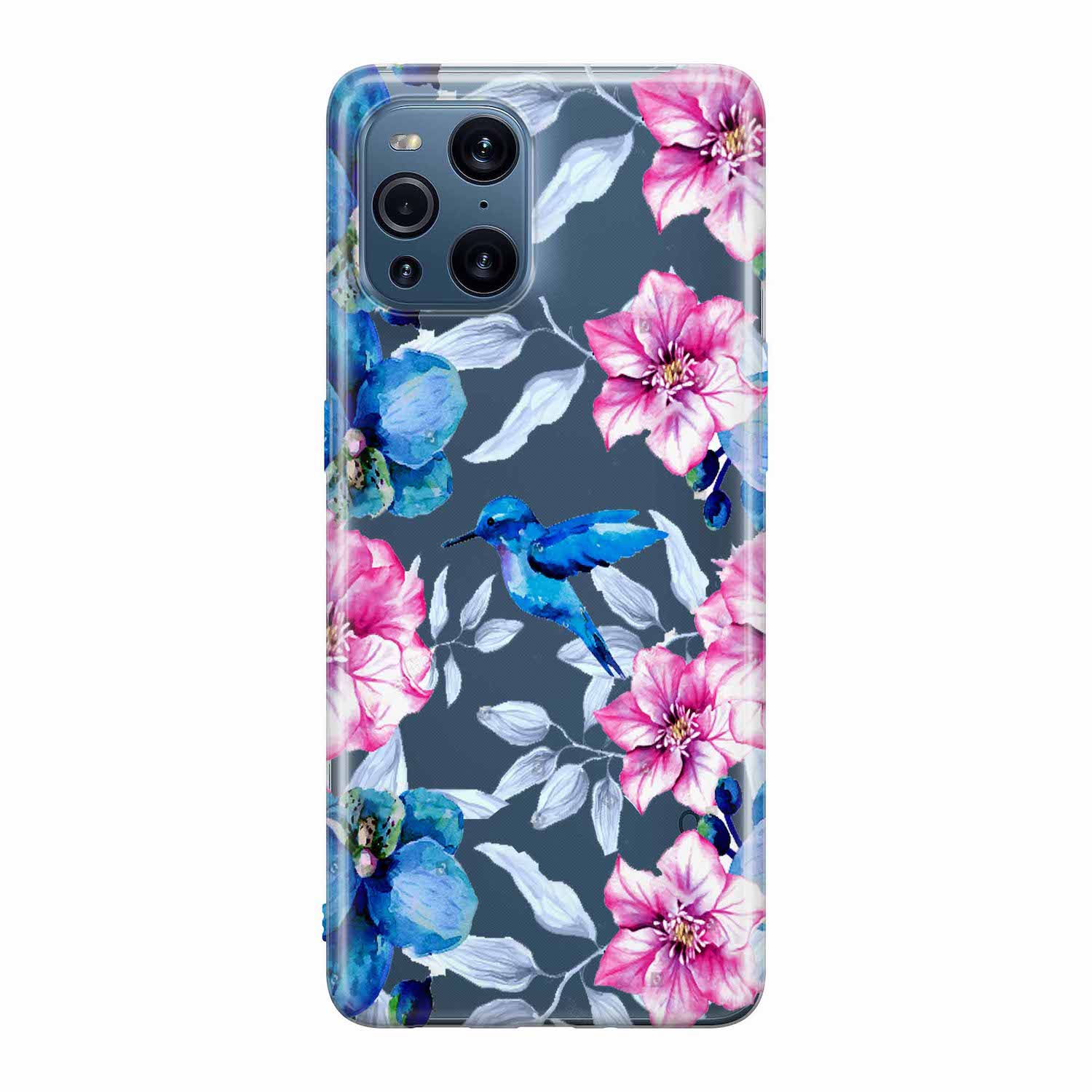 Image of Apfelkiste - Oppo Find X3 Pro Gummi Schutzhülle Blauer Vogel - Transparent bei Apfelkiste.ch