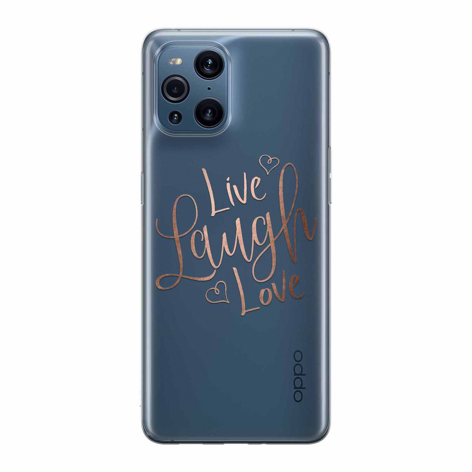 Image of Apfelkiste - Oppo Find X3 Pro Gummi Schutzhülle Live Laugh Love - Transparent bei Apfelkiste.ch