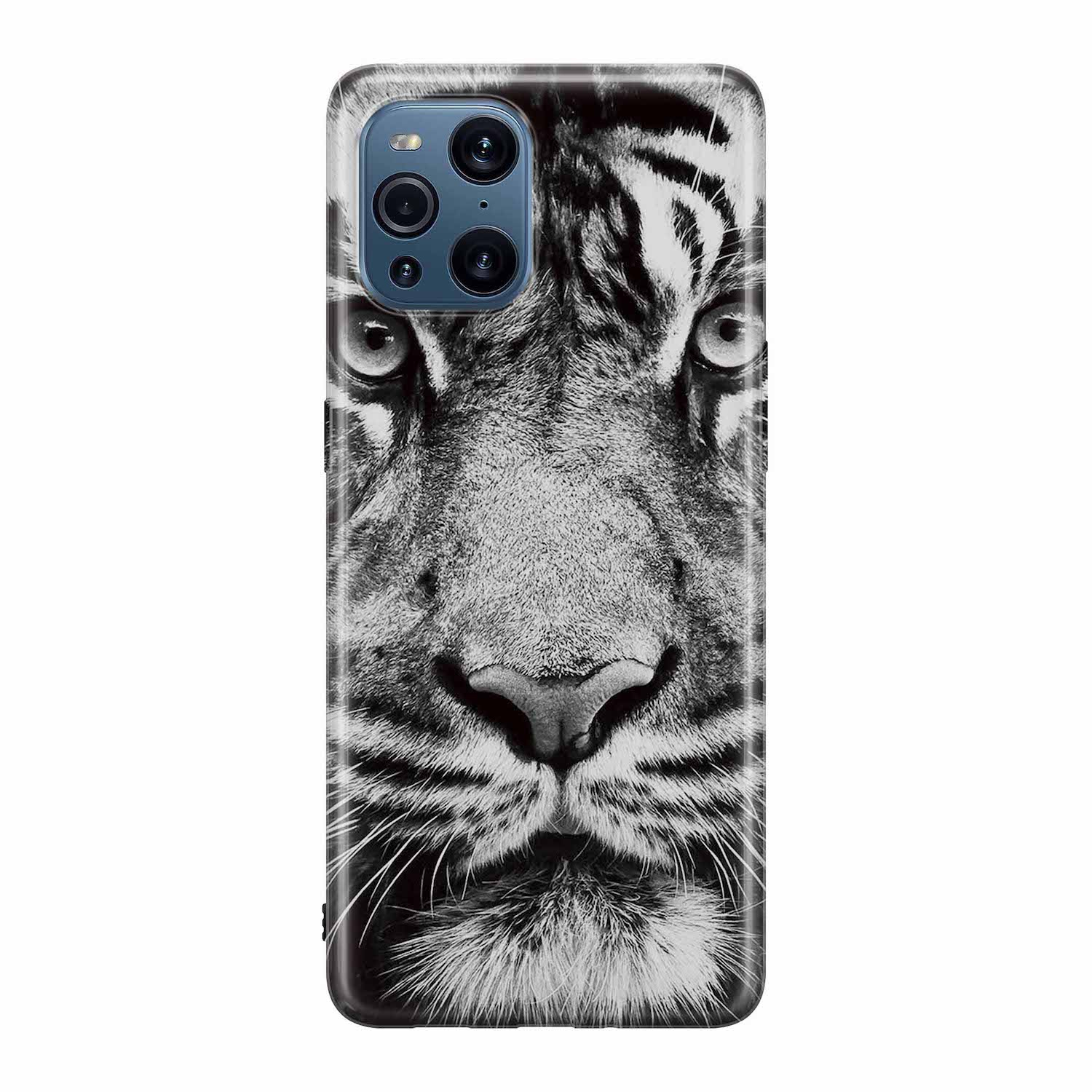 Image of Apfelkiste - Oppo Find X3 Pro Gummi Schutzhülle Weisser Tiger - Transparent bei Apfelkiste.ch