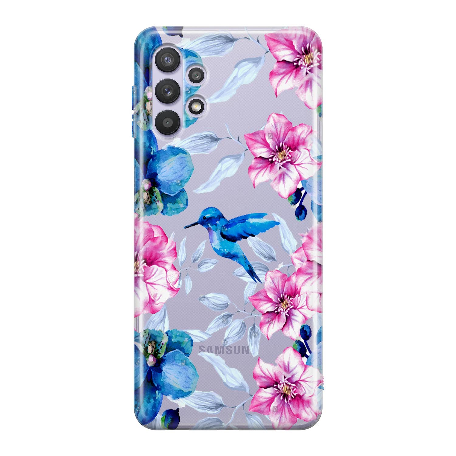 Image of Apfelkiste - Samsung Galaxy A32 5G Gummi Schutzhülle Blauer Vogel - Transparent bei Apfelkiste.ch