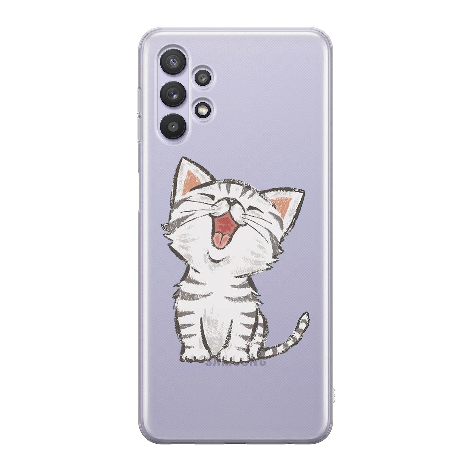 Image of Apfelkiste - Samsung Galaxy A32 5G Gummi Schutzhülle Katze - Transparent bei Apfelkiste.ch