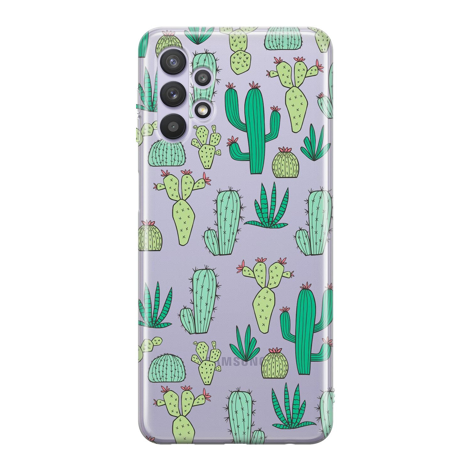 Image of Apfelkiste - Samsung Galaxy A32 5G Gummi Schutzhülle Kleiner Grüner Kaktus - Transparent bei Apfelkiste.ch
