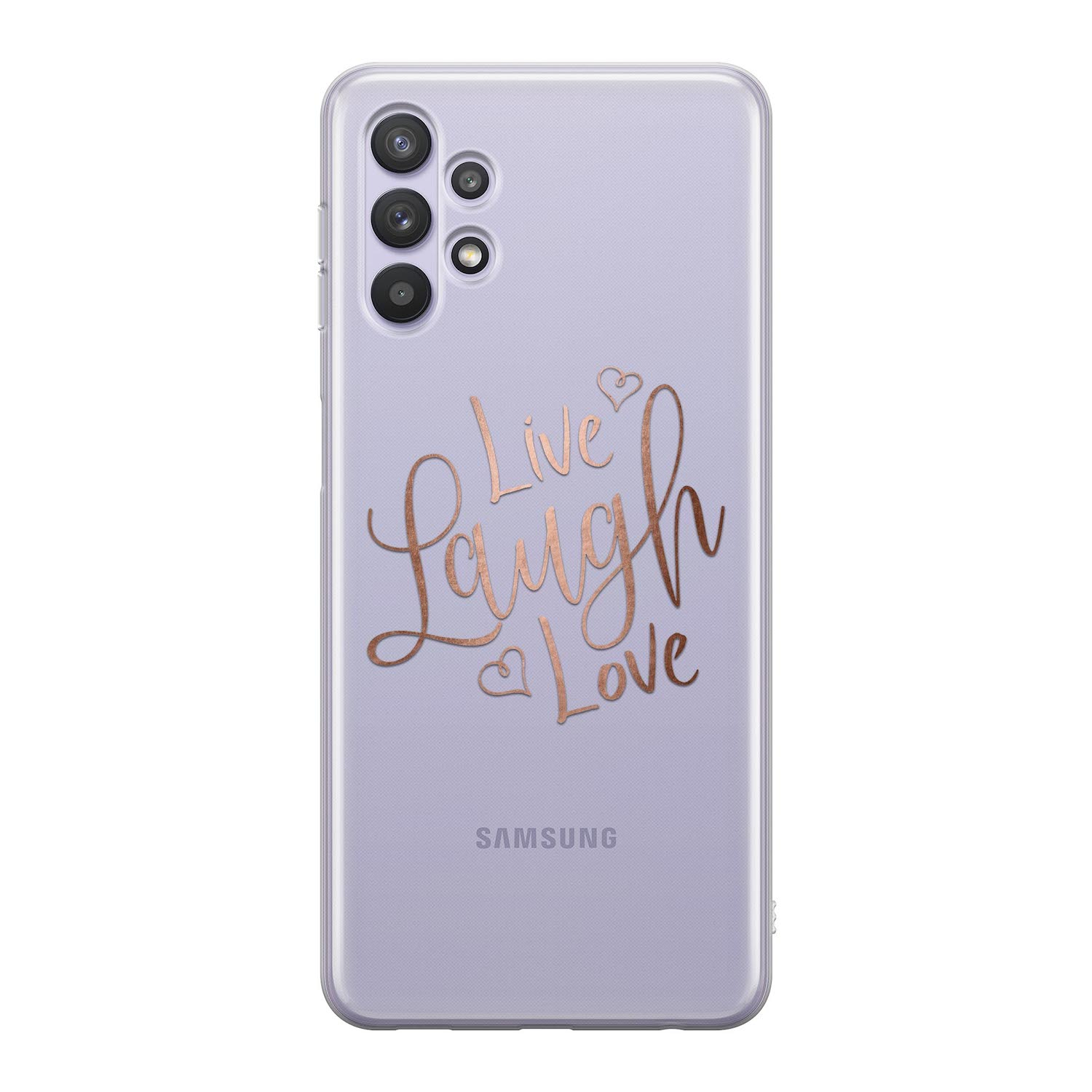 Image of Apfelkiste - Samsung Galaxy A32 5G Gummi Schutzhülle Live Laugh Love - Transparent bei Apfelkiste.ch