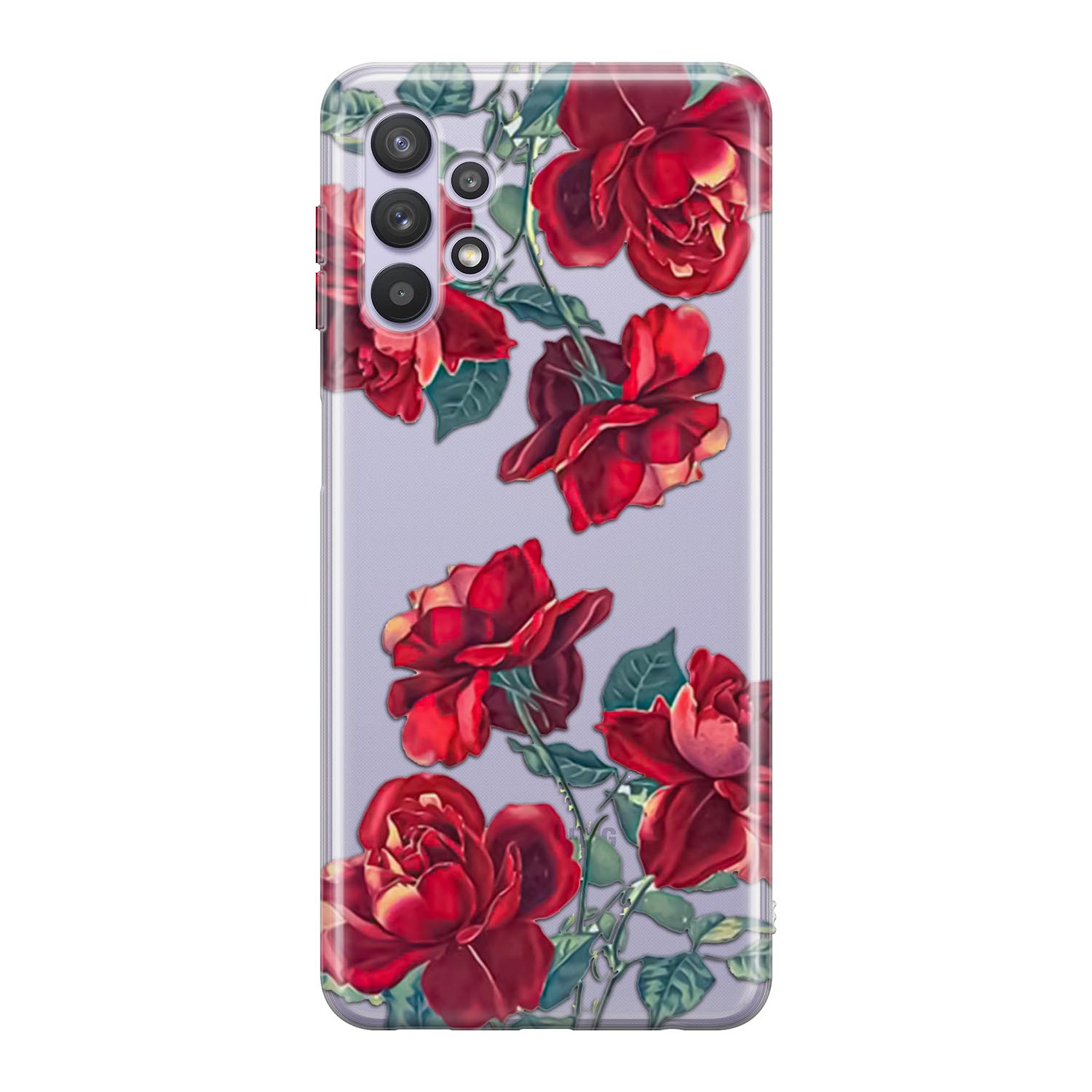 Image of Apfelkiste - Samsung Galaxy A32 5G Gummi Schutzhülle Rote Rosen - Transparent bei Apfelkiste.ch
