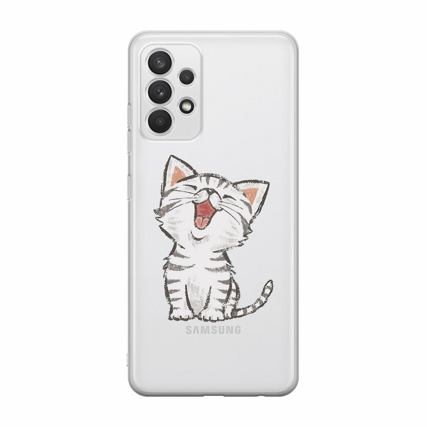 Image of Apfelkiste - Samsung Galaxy A32 Gummi Schutzhülle Katze - Transparent bei Apfelkiste.ch