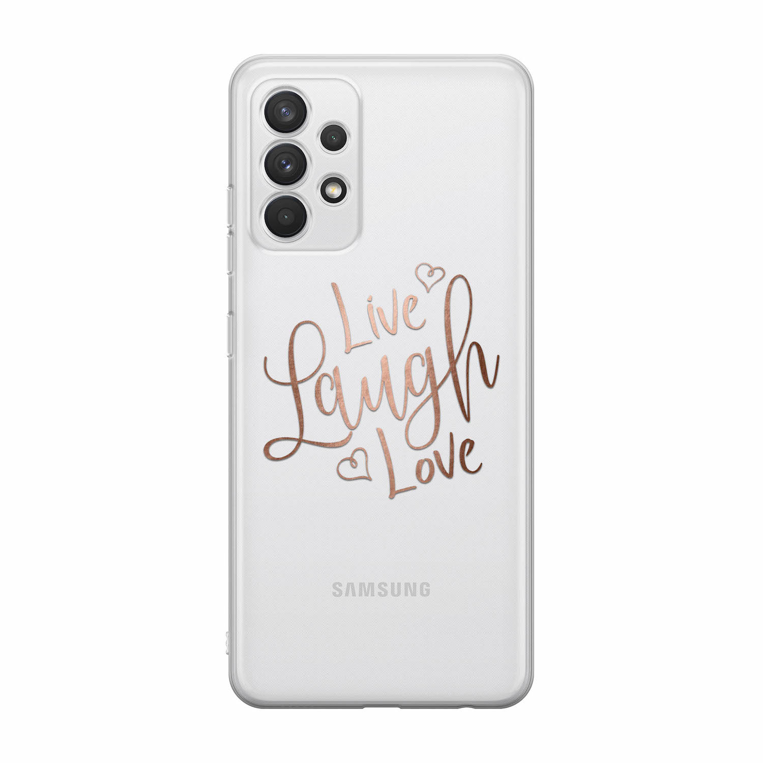 Image of Apfelkiste - Samsung Galaxy A32 Gummi Schutzhülle Live Laugh Love - Transparent bei Apfelkiste.ch