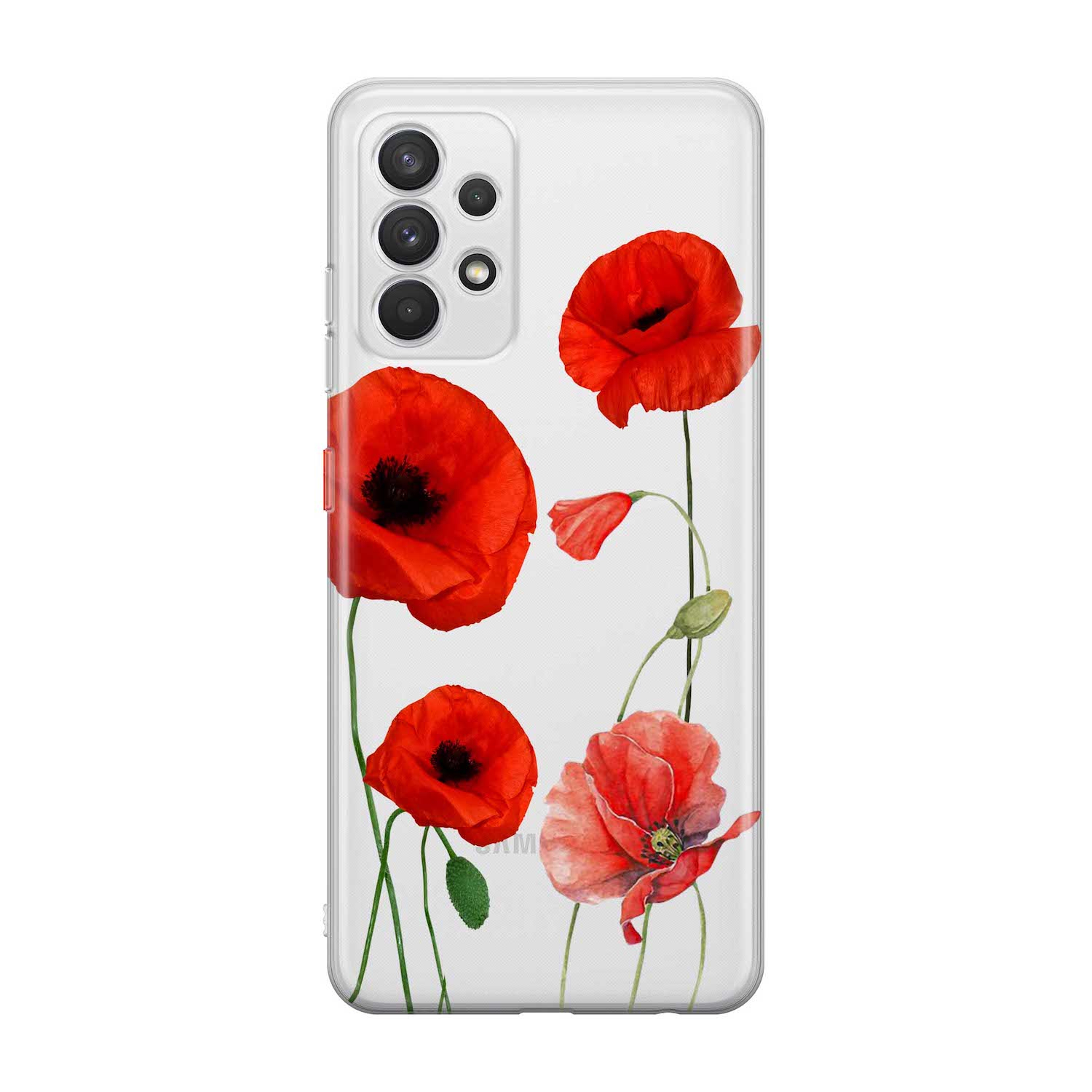 Image of Apfelkiste - Samsung Galaxy A32 Gummi Schutzhülle Mohn Blumen - Transparent bei Apfelkiste.ch
