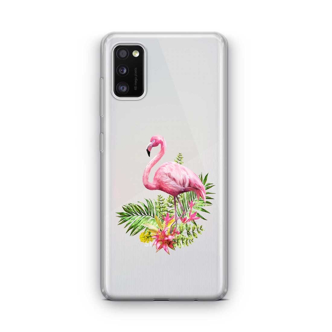 Image of Apfelkiste - Samsung Galaxy A41 Gummi Schutzhülle Flamingo Style - Transparent bei Apfelkiste.ch
