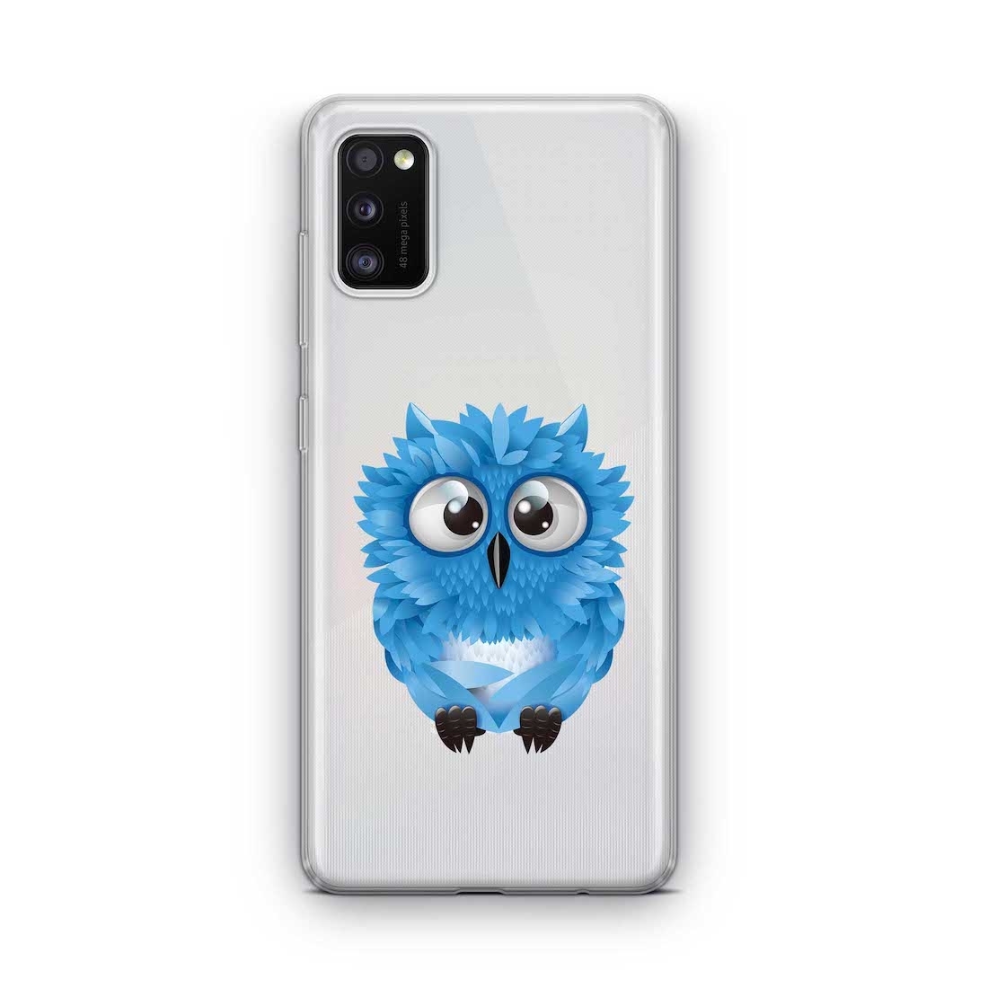 Image of Apfelkiste - Samsung Galaxy A41 Gummi Schutzhülle Süsse Eule - Blau / Transparent bei Apfelkiste.ch