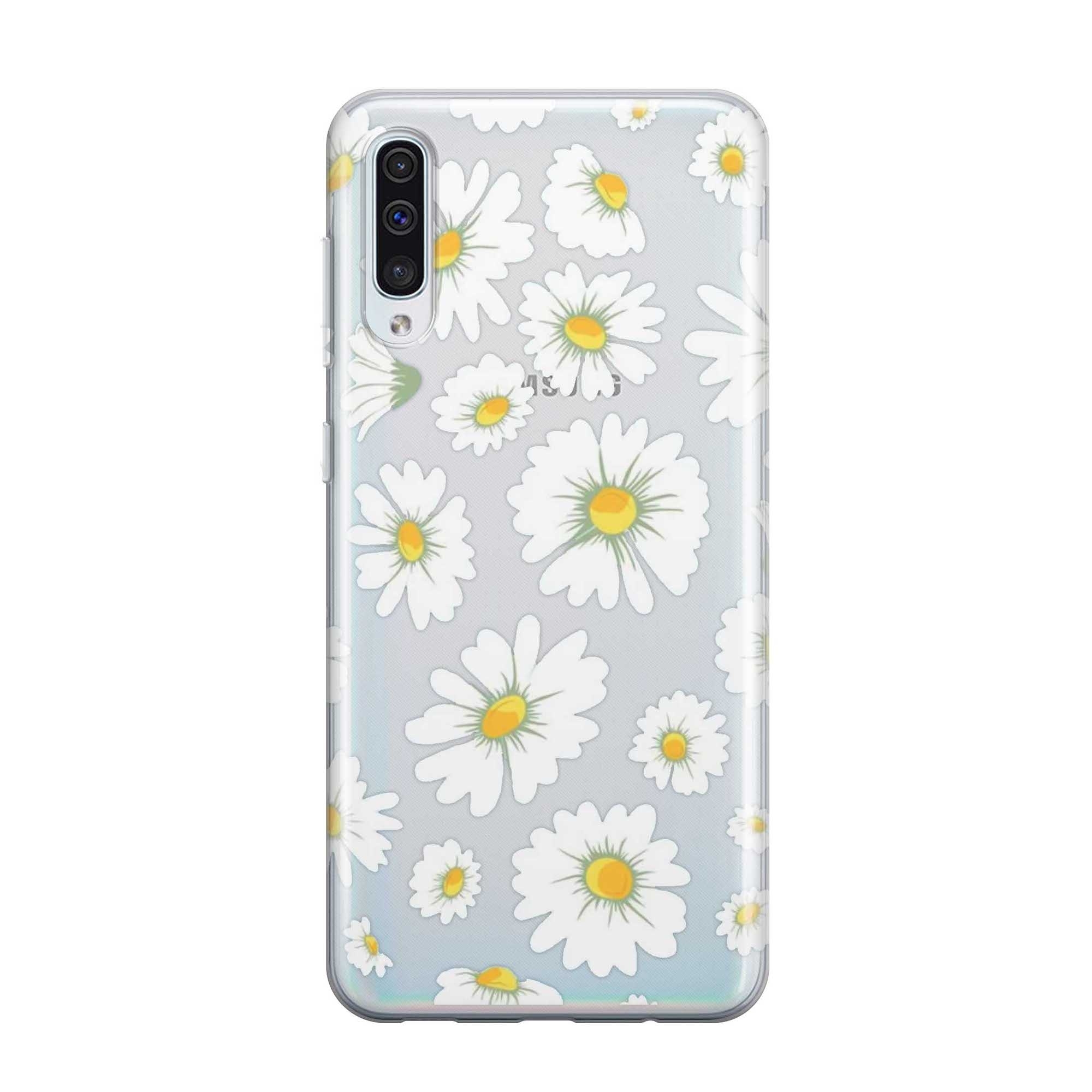 Image of Apfelkiste - Samsung Galaxy A50 / A30s Gummi Schutzhülle Daisy Flower - Transparent bei Apfelkiste.ch