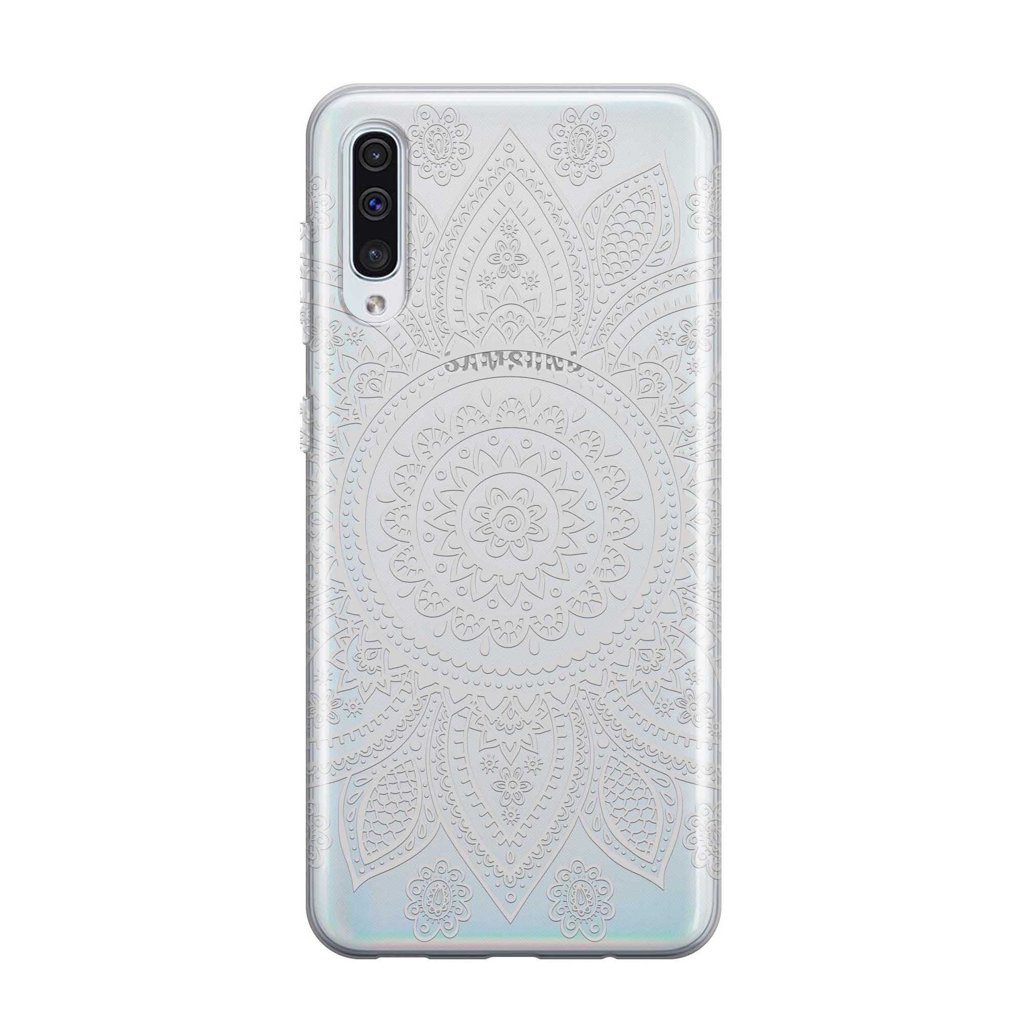 Image of Apfelkiste - Samsung Galaxy A50 / A30s Gummi Schutzhülle Mandala Style - Transparent / Weiss bei Apfelkiste.ch