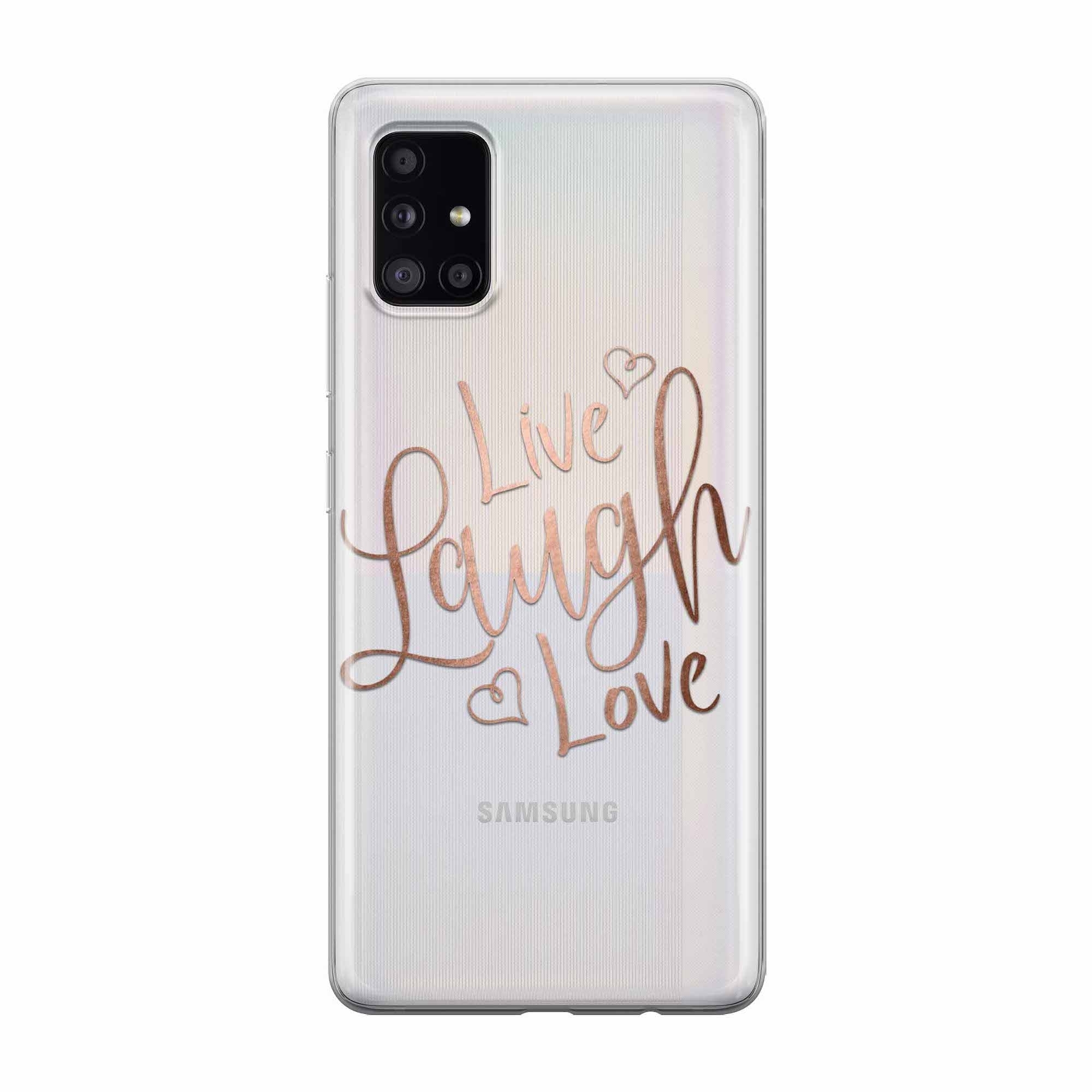 Image of Apfelkiste - Samsung Galaxy A51 5G (2020) Gummi Schutzhülle Live Laugh Love - Transparent bei Apfelkiste.ch