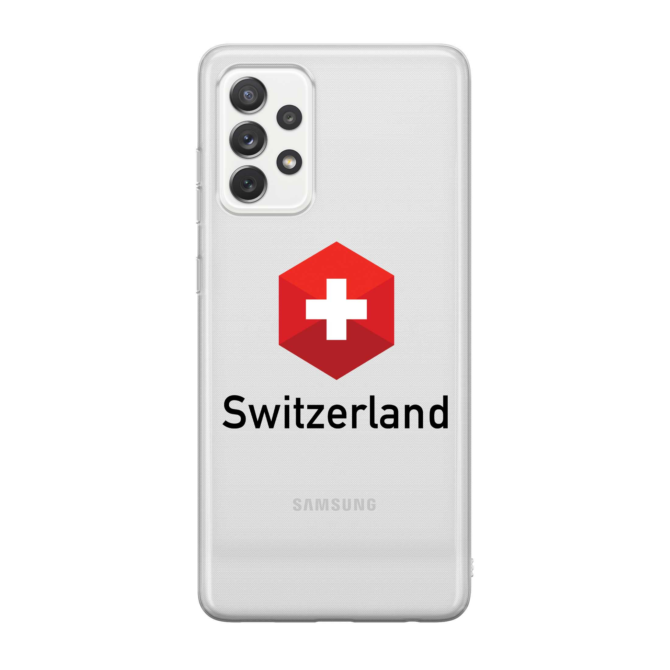 Image of Apfelkiste - Samsung Galaxy A52s 5G / A52 (5G) Gummi Schutzhülle Schweizer Kreuz Sechseck - Transparent / Rot bei Apfelkiste.ch
