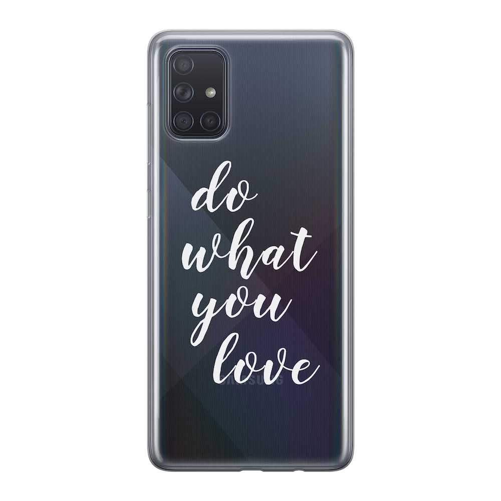Image of Apfelkiste - Samsung Galaxy A71 Gummi Schutzhülle Do What You Love - Transparent bei Apfelkiste.ch
