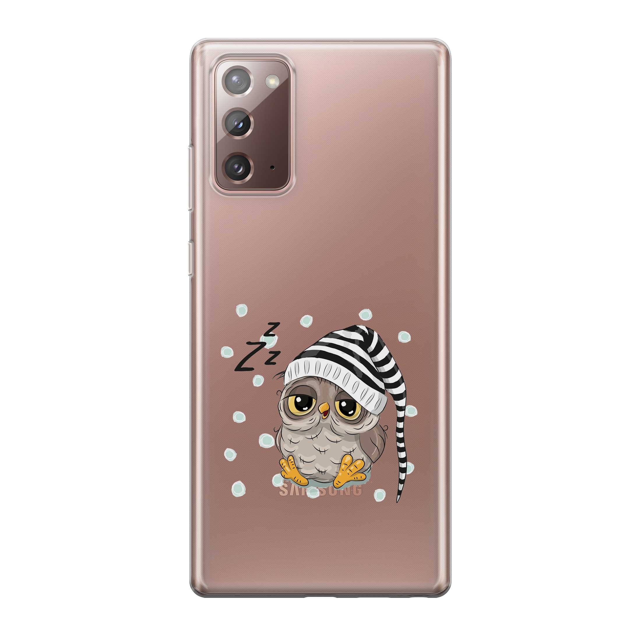 Samsung Galaxy Note 20 / 20 5G Gummi Schutzhülle Schlafmützen Eule - Transparent