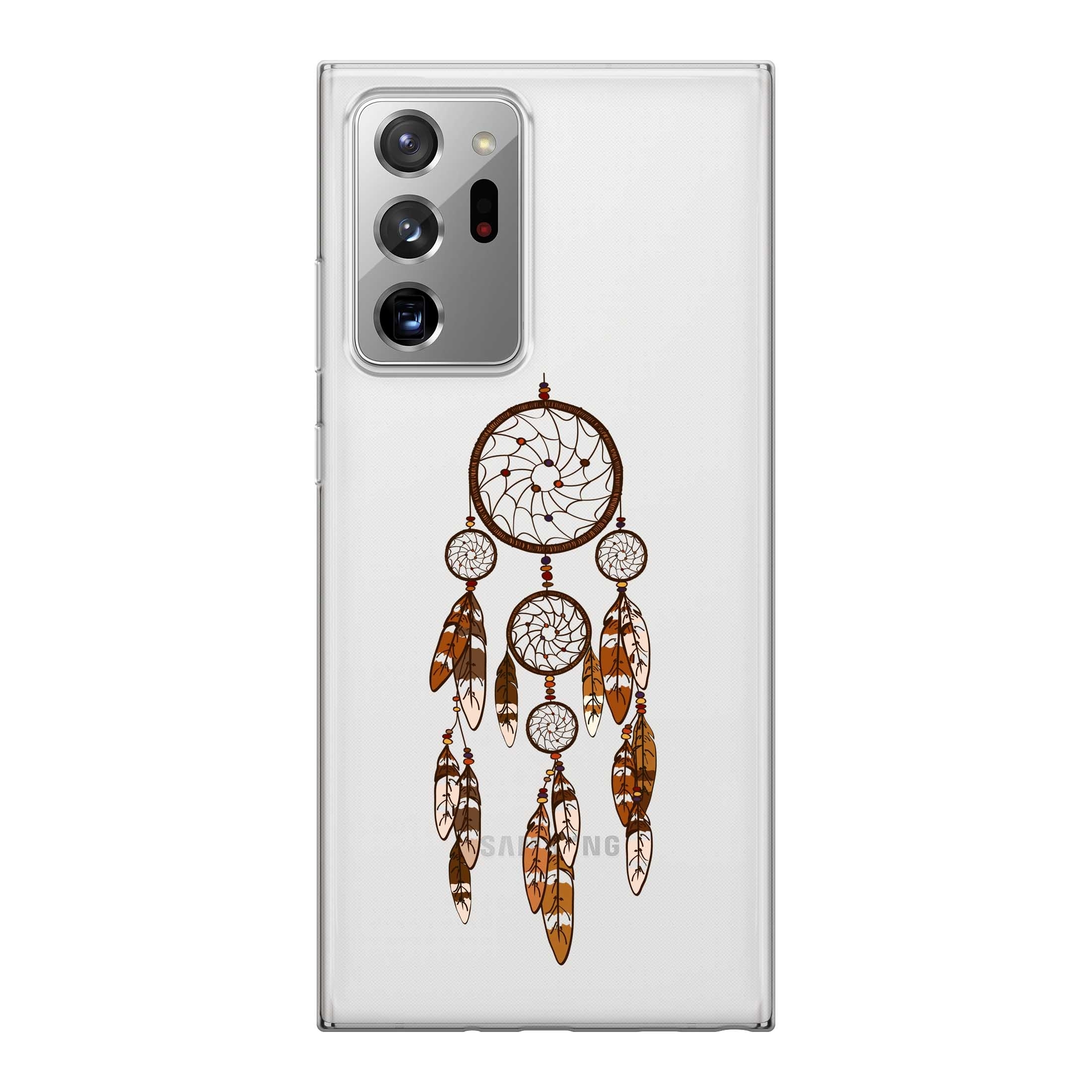 Image of Apfelkiste - Samsung Galaxy Note 20 Ultra / 20 Ultra 5G Gummi Schutzhülle Mini Dreamcatcher - Braun / Transparent bei Apfelkiste.ch