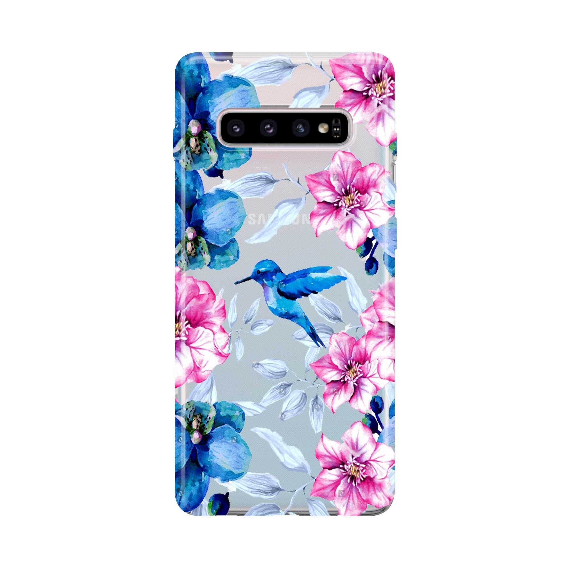 Image of Apfelkiste - Samsung Galaxy S10 Gummi Schutzhülle Blauer Vogel - Transparent bei Apfelkiste.ch