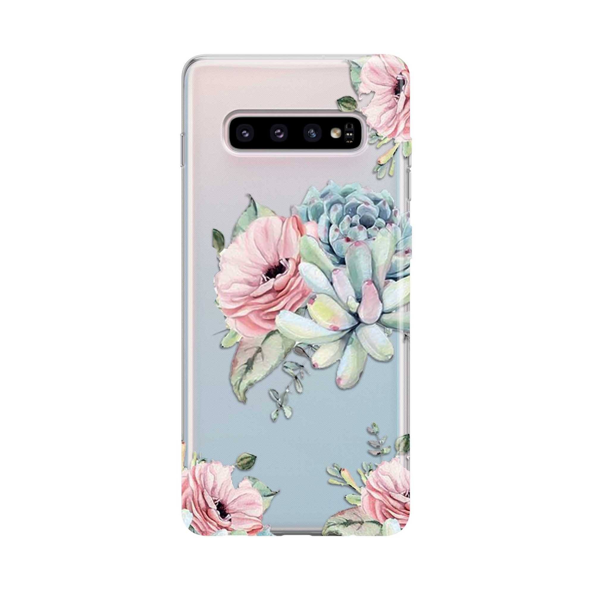 Image of Apfelkiste - Samsung Galaxy S10 Gummi Schutzhülle Blumen - Transparent bei Apfelkiste.ch
