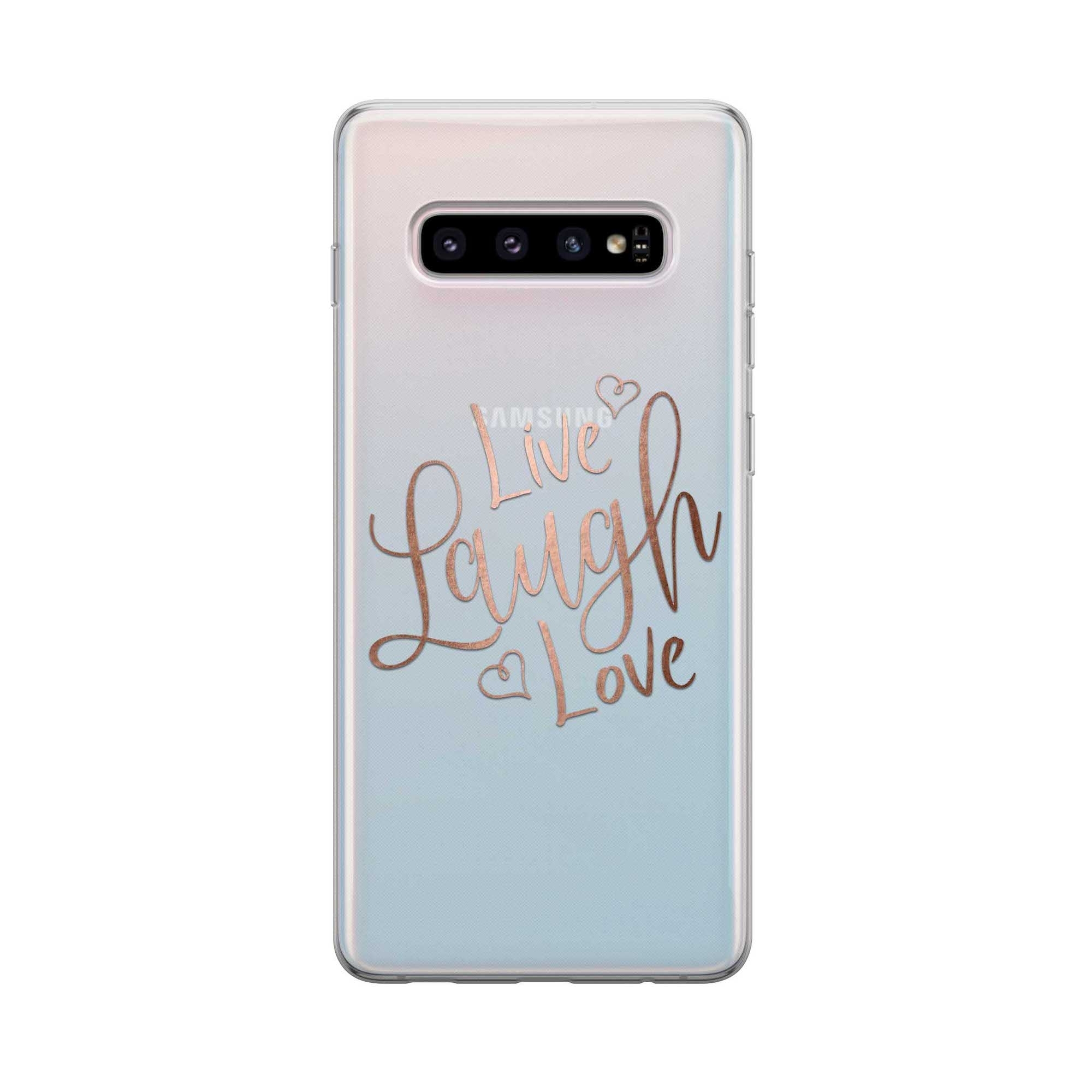 Image of Apfelkiste - Samsung Galaxy S10 Gummi Schutzhülle Live Laugh Love - Transparent bei Apfelkiste.ch