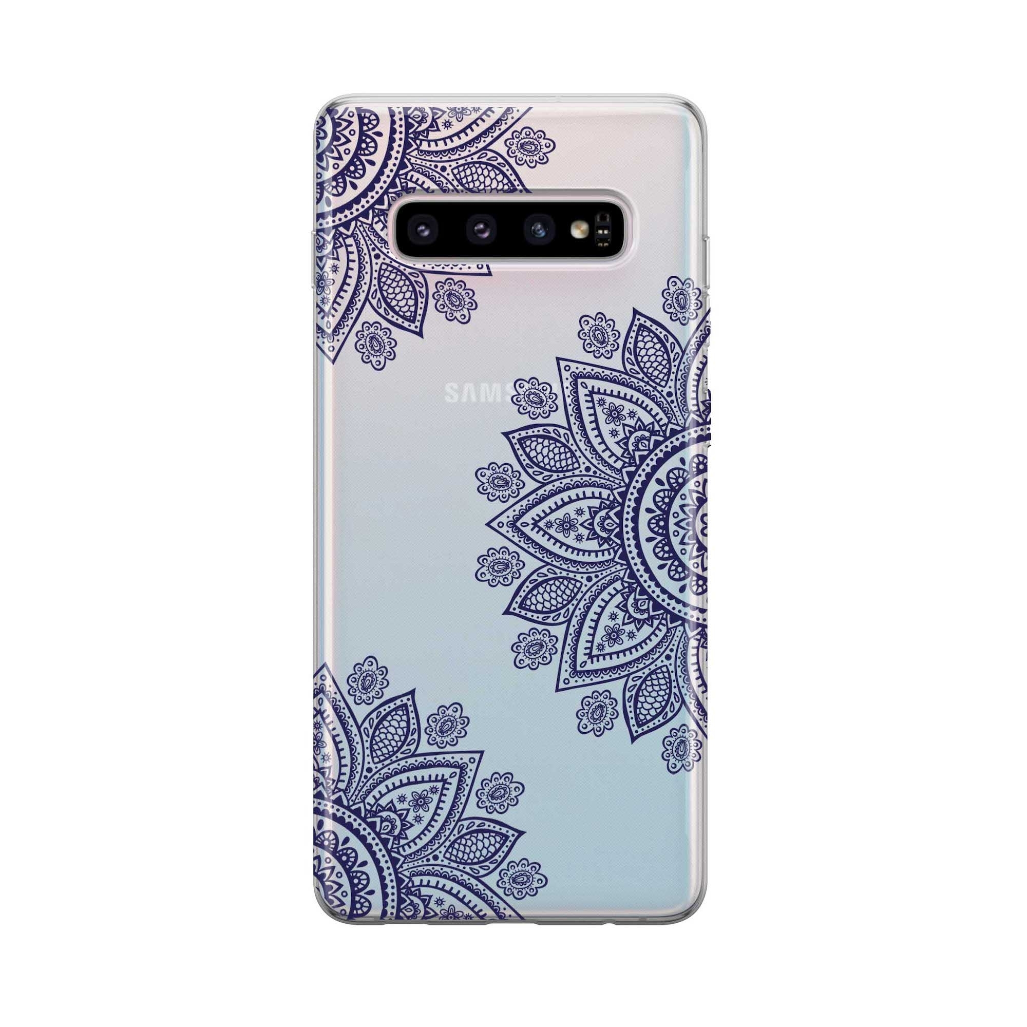 Image of Apfelkiste - Samsung Galaxy S10 Gummi Schutzhülle Mandala Design - Transparent / Blau bei Apfelkiste.ch