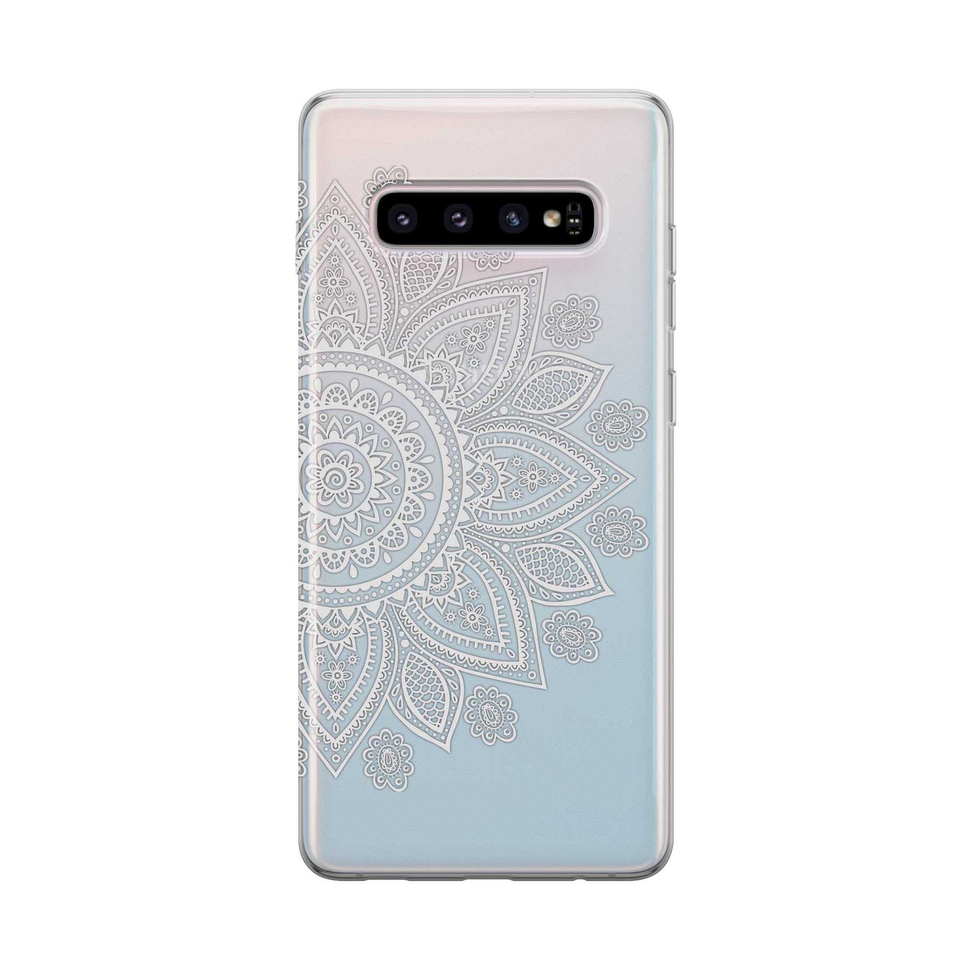 Image of Apfelkiste - Samsung Galaxy S10 Gummi Schutzhülle Mandala Print - Transparent / Weiss bei Apfelkiste.ch