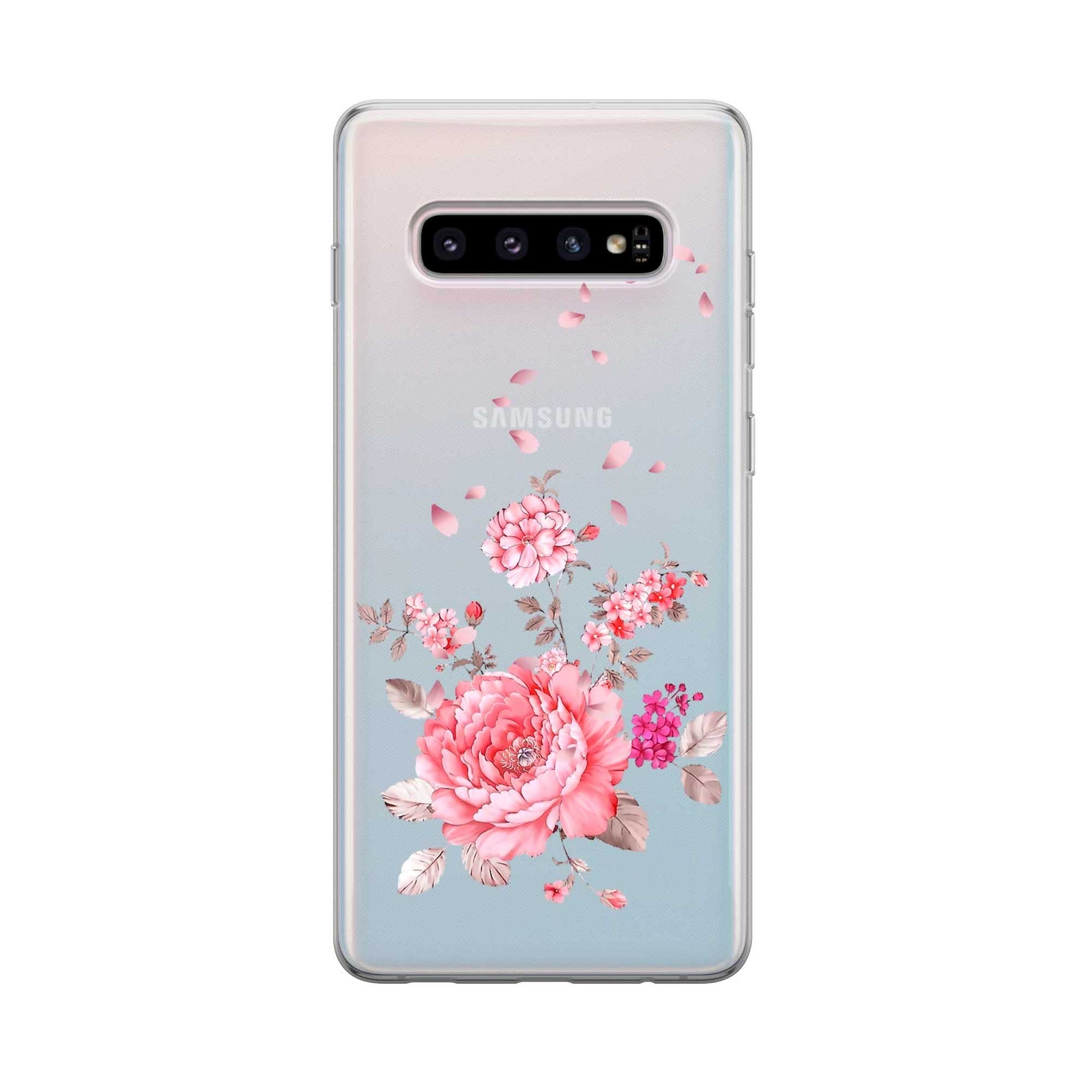 Image of Apfelkiste - Samsung Galaxy S10 Gummi Schutzhülle Rosa Blumen - Transparent bei Apfelkiste.ch