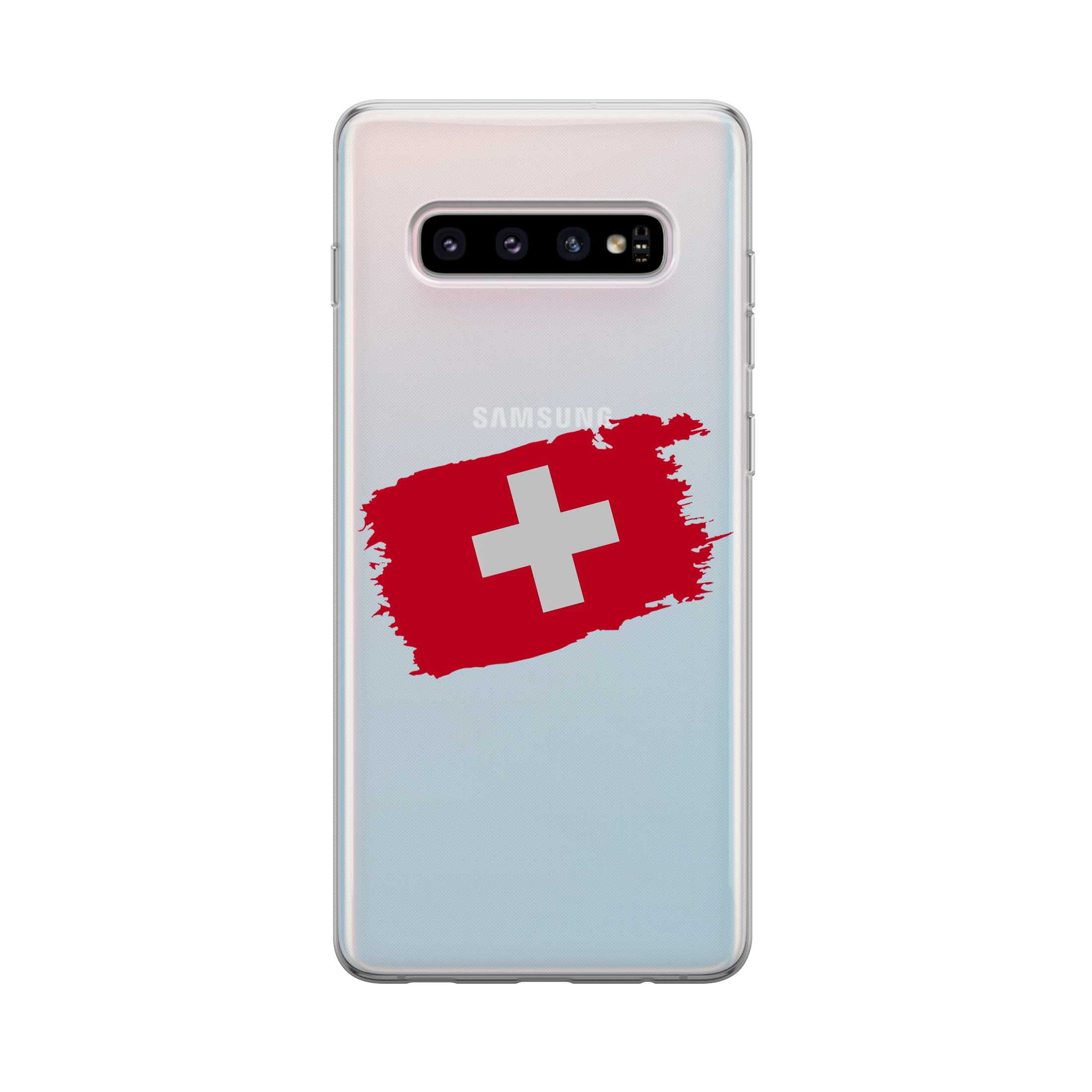 Image of Apfelkiste - Samsung Galaxy S10 Gummi Schutzhülle Schweiz Fussball EM 2021 (Euro 2020) - Transparent bei Apfelkiste.ch