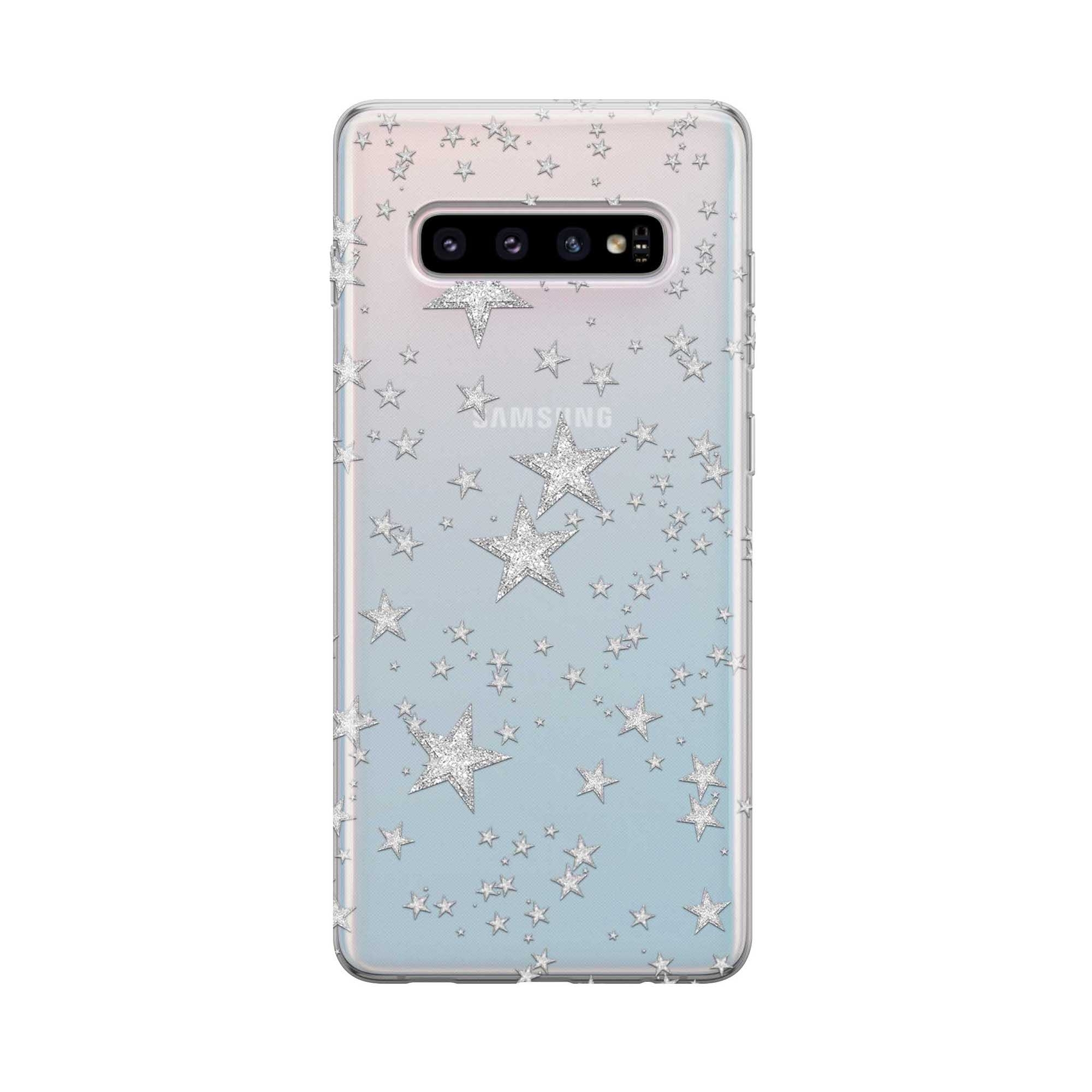 Image of Apfelkiste - Samsung Galaxy S10 Gummi Schutzhülle Sterne - Transparent bei Apfelkiste.ch