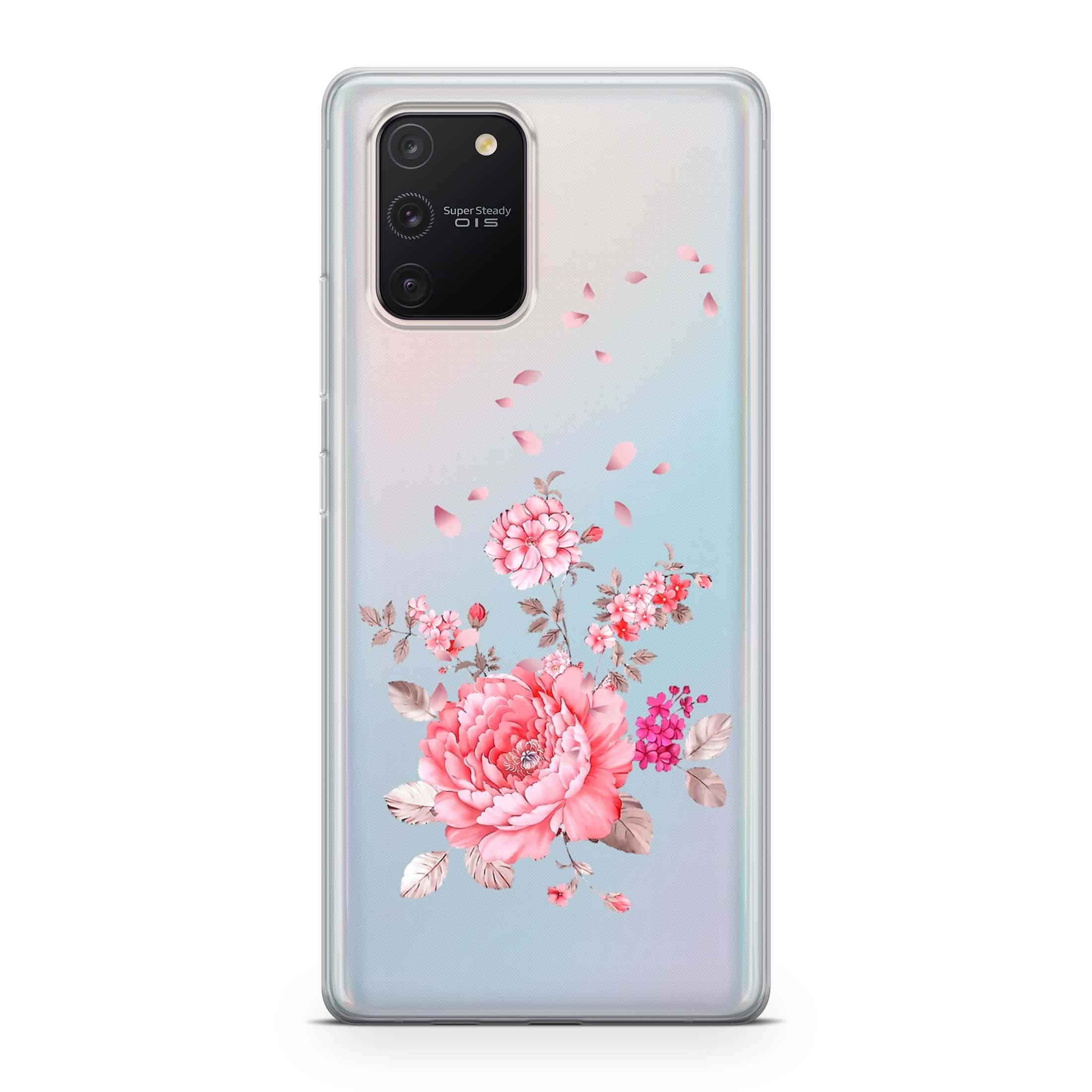 Image of Apfelkiste - Samsung Galaxy S10 Lite Gummi Schutzhülle Rosa Blumen - Transparent bei Apfelkiste.ch