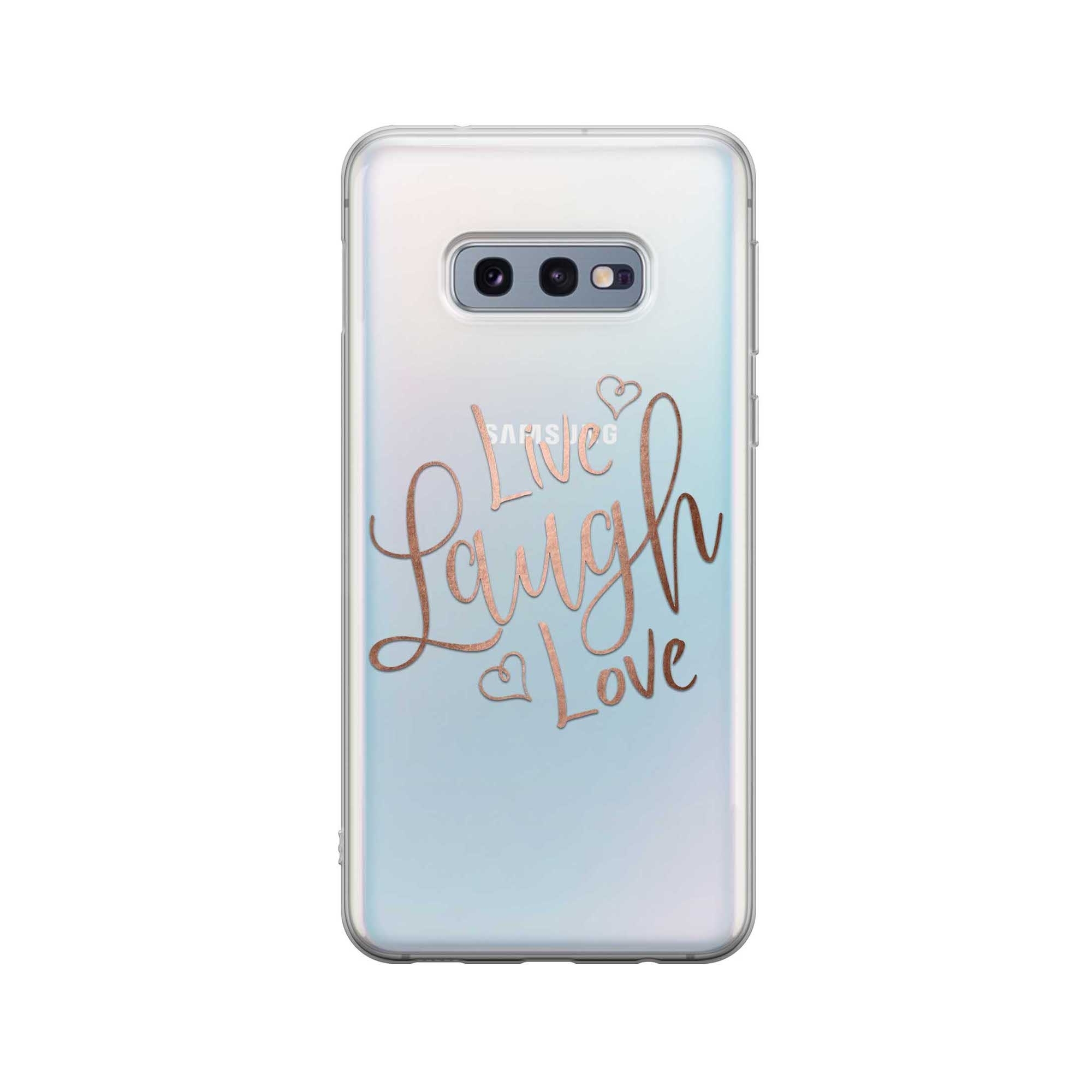 Image of Apfelkiste - Samsung Galaxy S10e Gummi Schutzhülle Live Laugh Love - Transparent bei Apfelkiste.ch