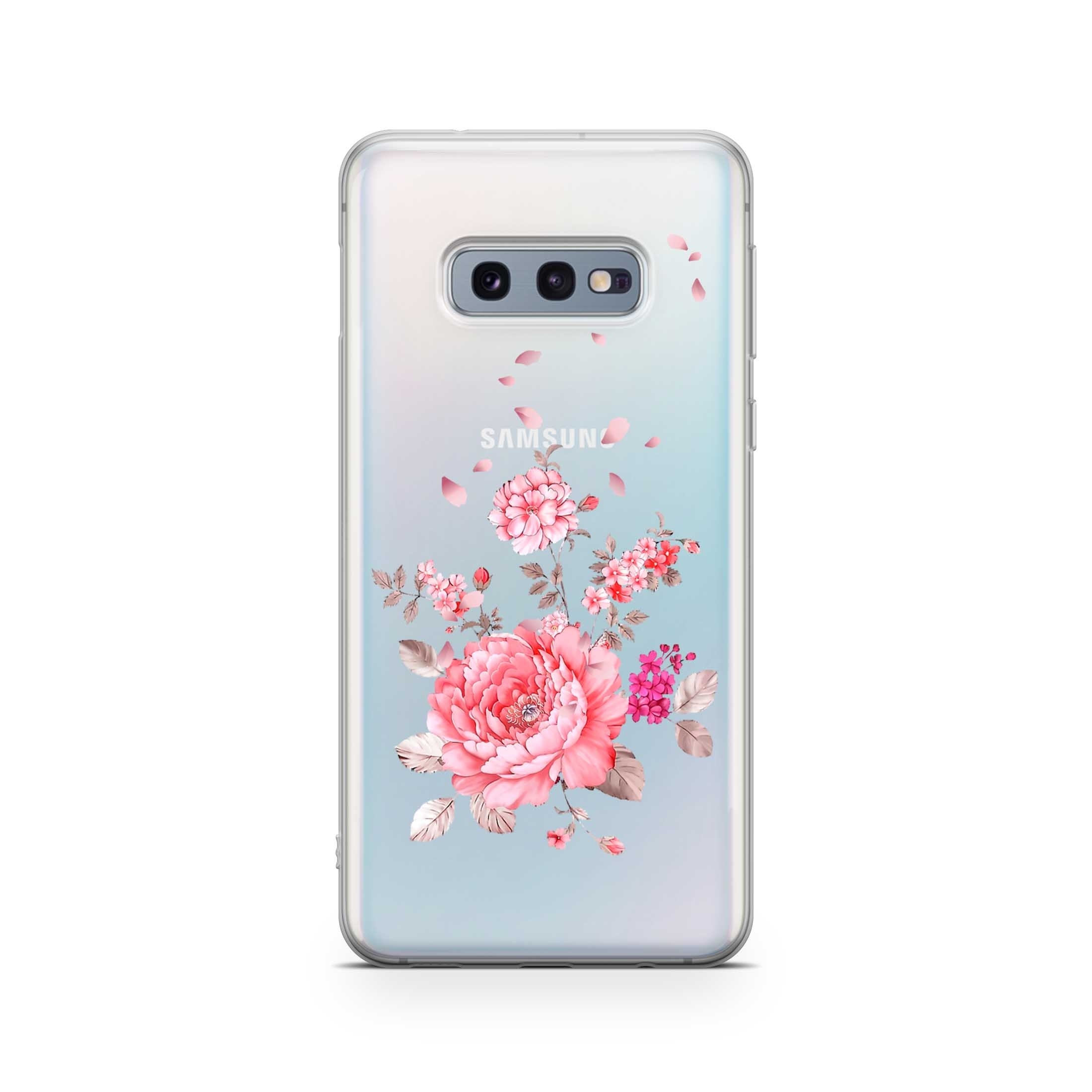 Image of Apfelkiste - Samsung Galaxy S10e Gummi Schutzhülle Rosa Blumen - Transparent bei Apfelkiste.ch