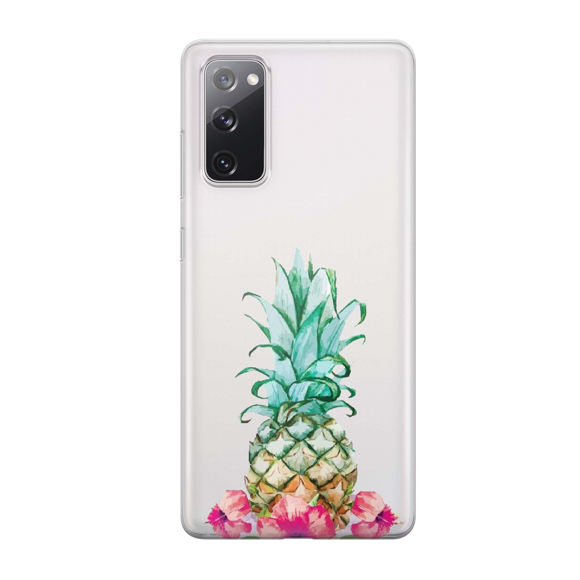 Image of Apfelkiste - Samsung Galaxy S20 FE / S20 FE 5G Gummi Schutzhülle Ananas Flowers - Transparent bei Apfelkiste.ch