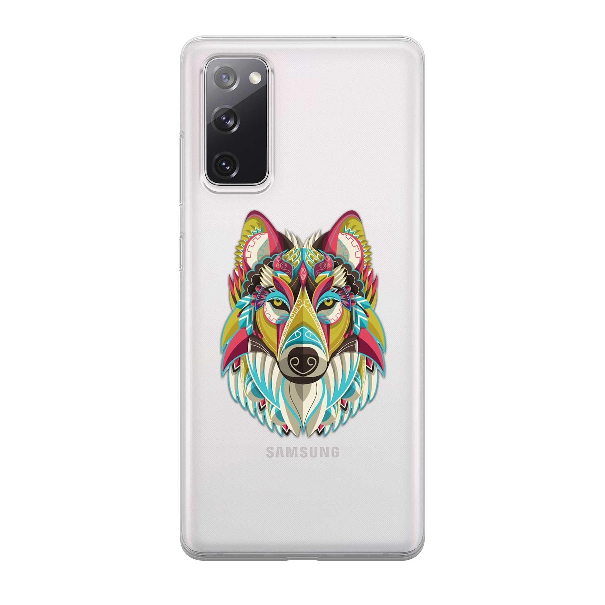 Image of Apfelkiste - Samsung Galaxy S20 FE / S20 FE 5G Gummi Schutzhülle Indianer Wolf - Transparent bei Apfelkiste.ch