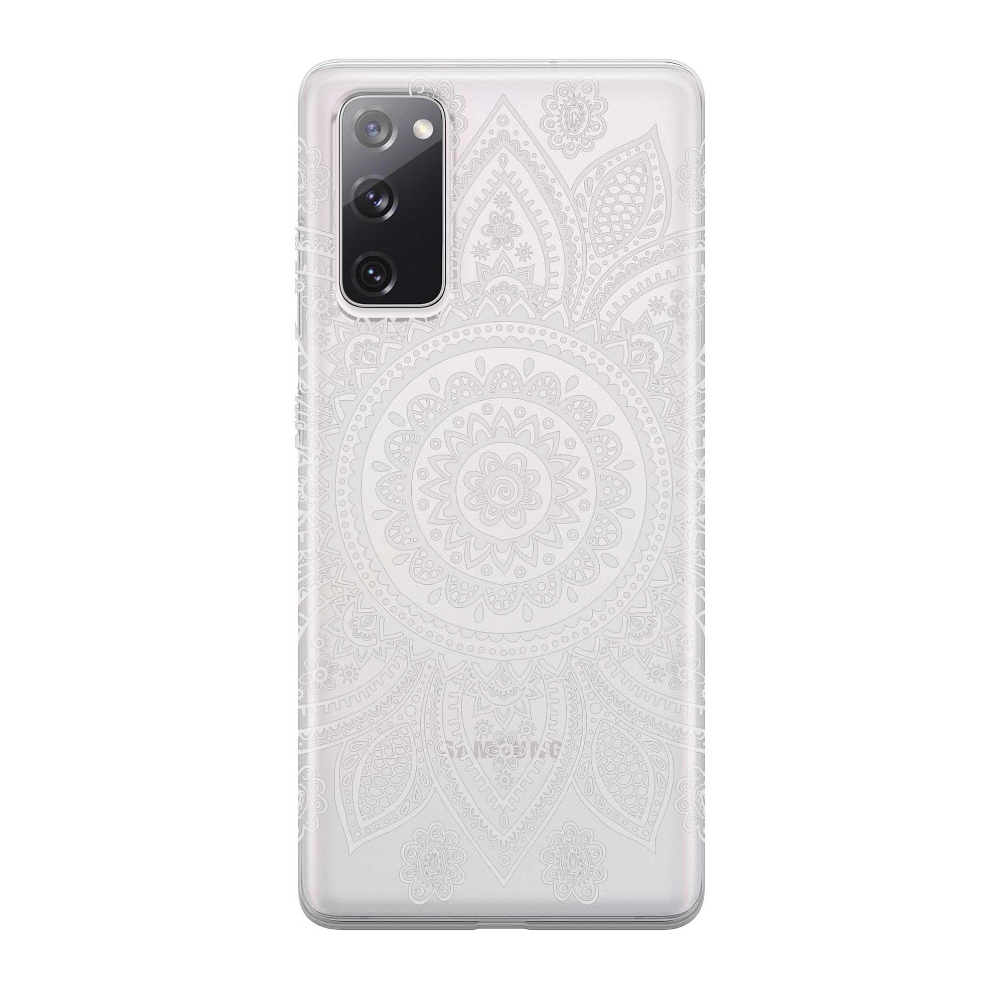 Image of Apfelkiste - Samsung Galaxy S20 FE / S20 FE 5G Gummi Schutzhülle Mandala Style - Transparent / Weiss bei Apfelkiste.ch