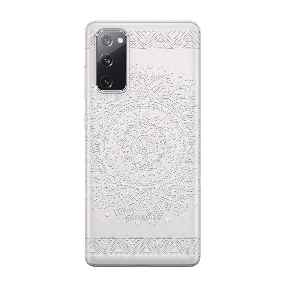 Image of Apfelkiste - Samsung Galaxy S20 FE / S20 FE 5G Gummi Schutzhülle Mandala - Transparent / Weiss bei Apfelkiste.ch