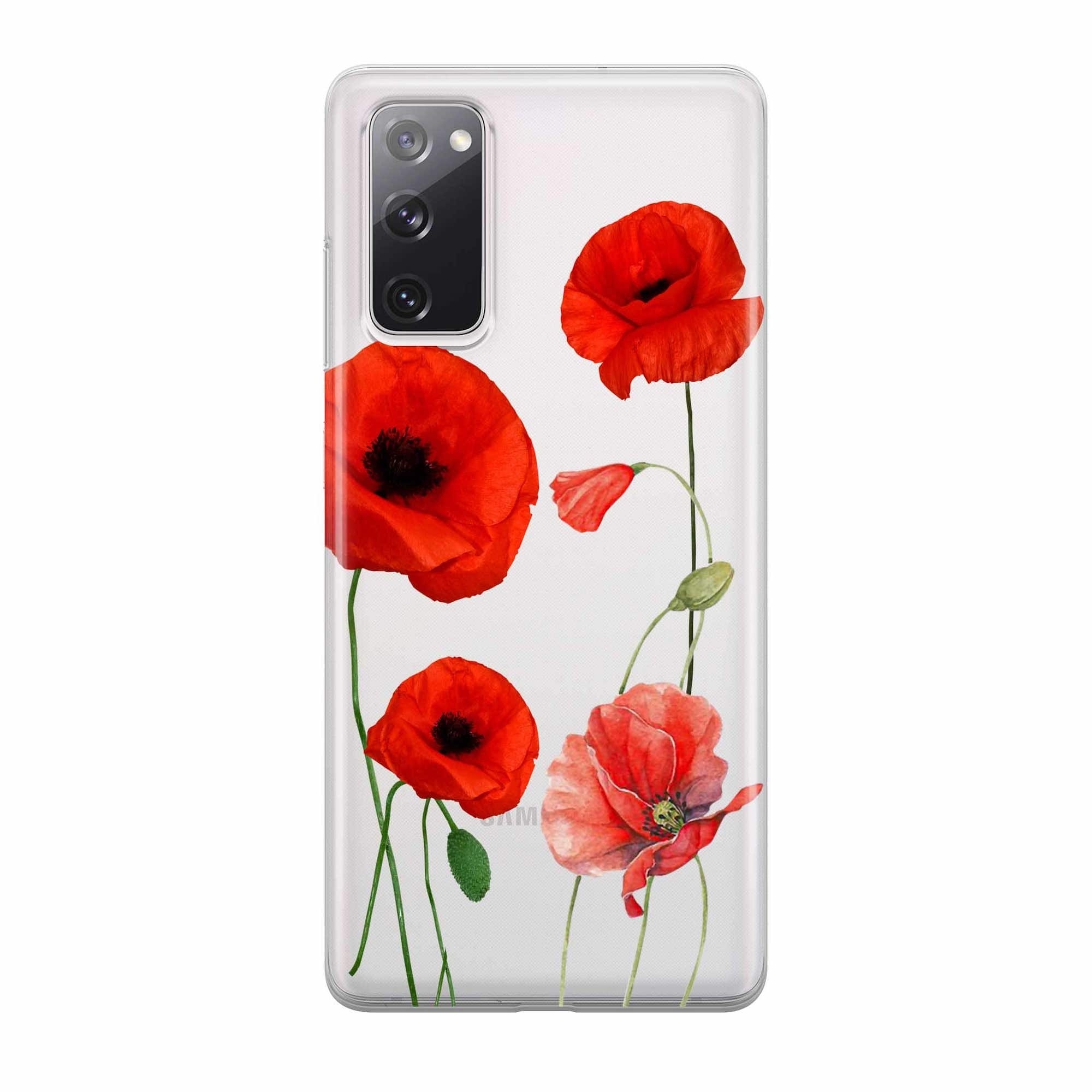 Image of Apfelkiste - Samsung Galaxy S20 FE / S20 FE 5G Gummi Schutzhülle Mohn Blumen - Transparent bei Apfelkiste.ch