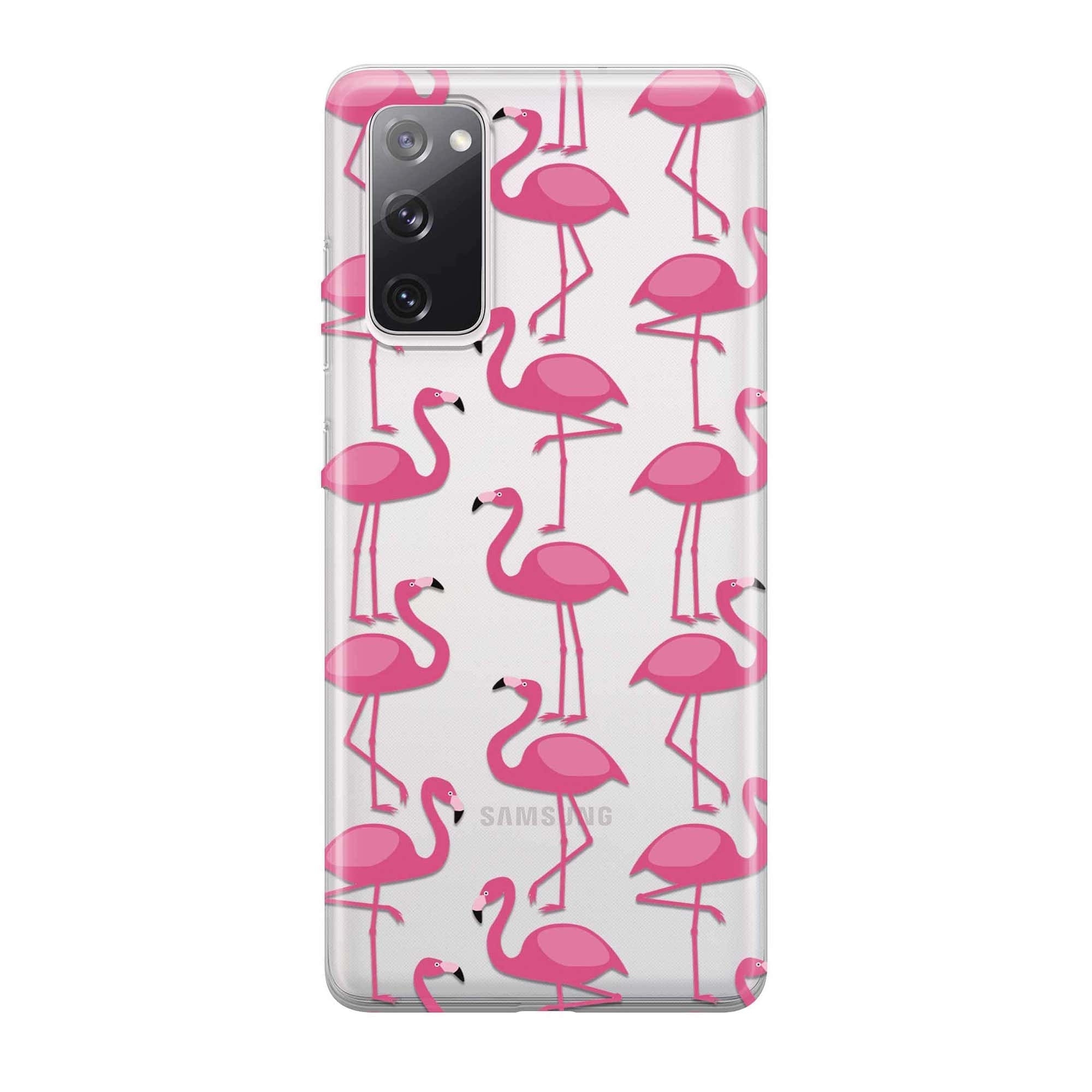 Image of Apfelkiste - Samsung Galaxy S20 FE / S20 FE 5G Gummi Schutzhülle Pinke Flamingos - Transparent bei Apfelkiste.ch