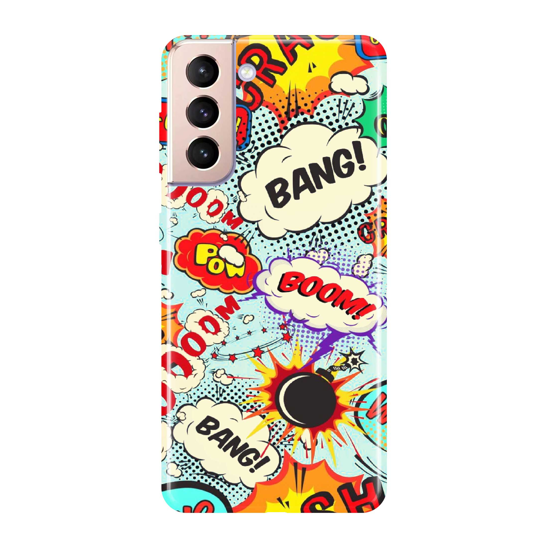 Image of Apfelkiste - Samsung Galaxy S21 5G Gummi Schutzhülle Bang Boom Pow - Bunt bei Apfelkiste.ch